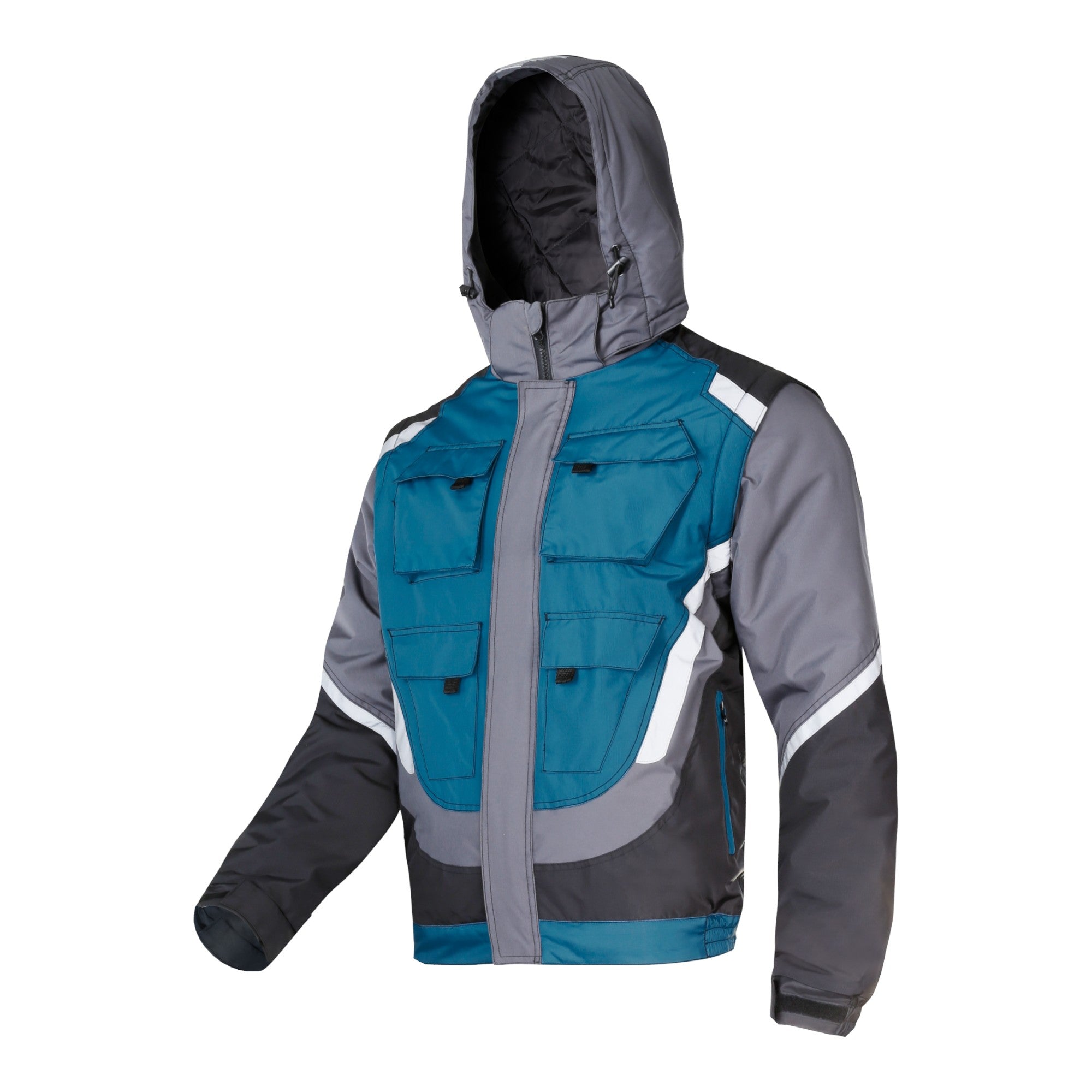 LAHTI PRO Gepolsterte Arbeitsjacke mit Reflexstreifen Groesse L L4092403 schwarz grau tuerkis 0 - toolbrothers
