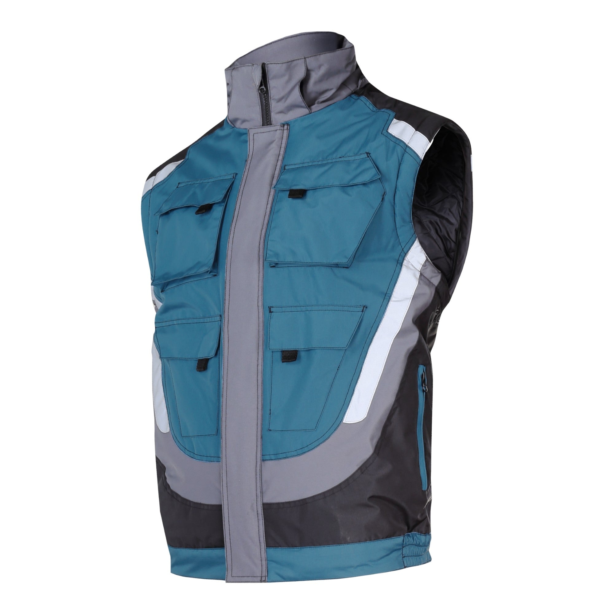 LAHTI PRO Gepolsterte Arbeitsjacke mit Reflexstreifen Groesse XXXL L4092406 schwarz grau tuerkis 1 - toolbrothers