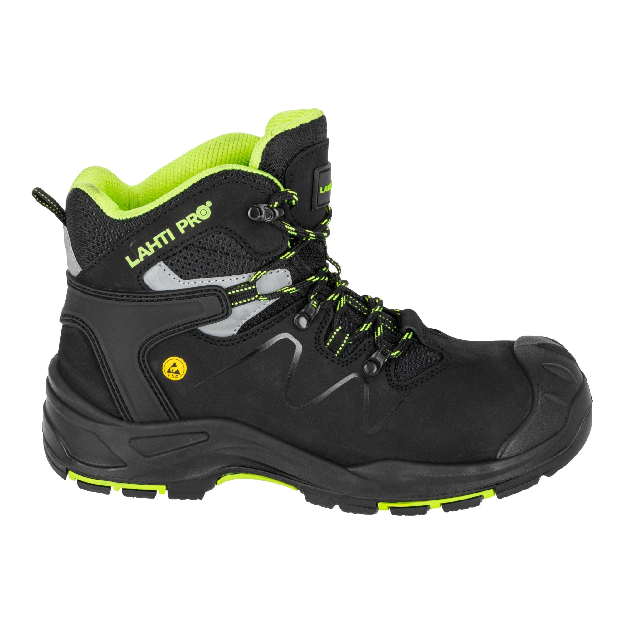 LAHTI PRO Sicherheitsstiefel Nubuk S3 FO HRO SR Groesse 39 L3013039 schwarz gruen 0 - toolbrothers