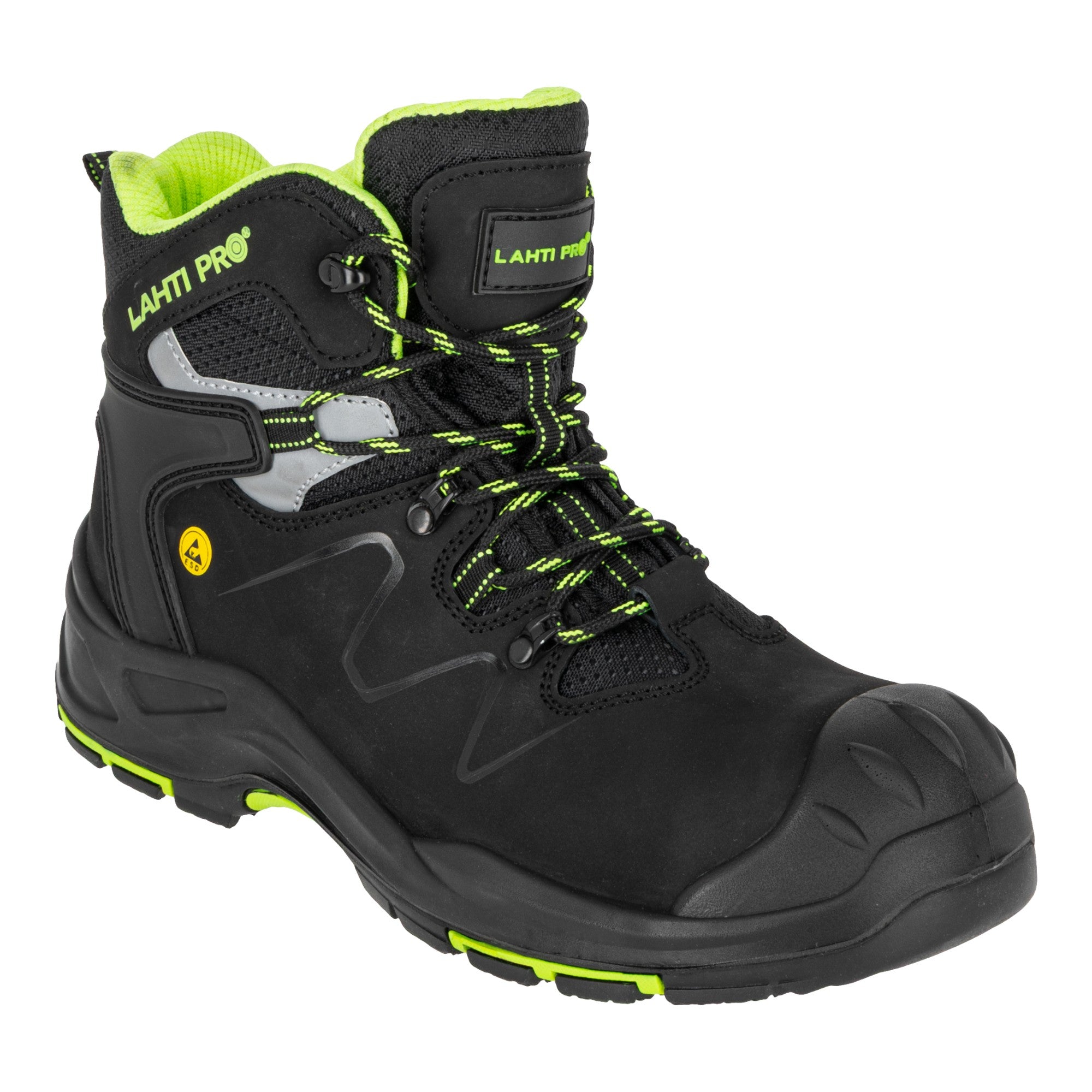 LAHTI PRO Sicherheitsstiefel Nubuk S3 FO HRO SR Groesse 45 L3013045 schwarz gruen 1 - toolbrothers