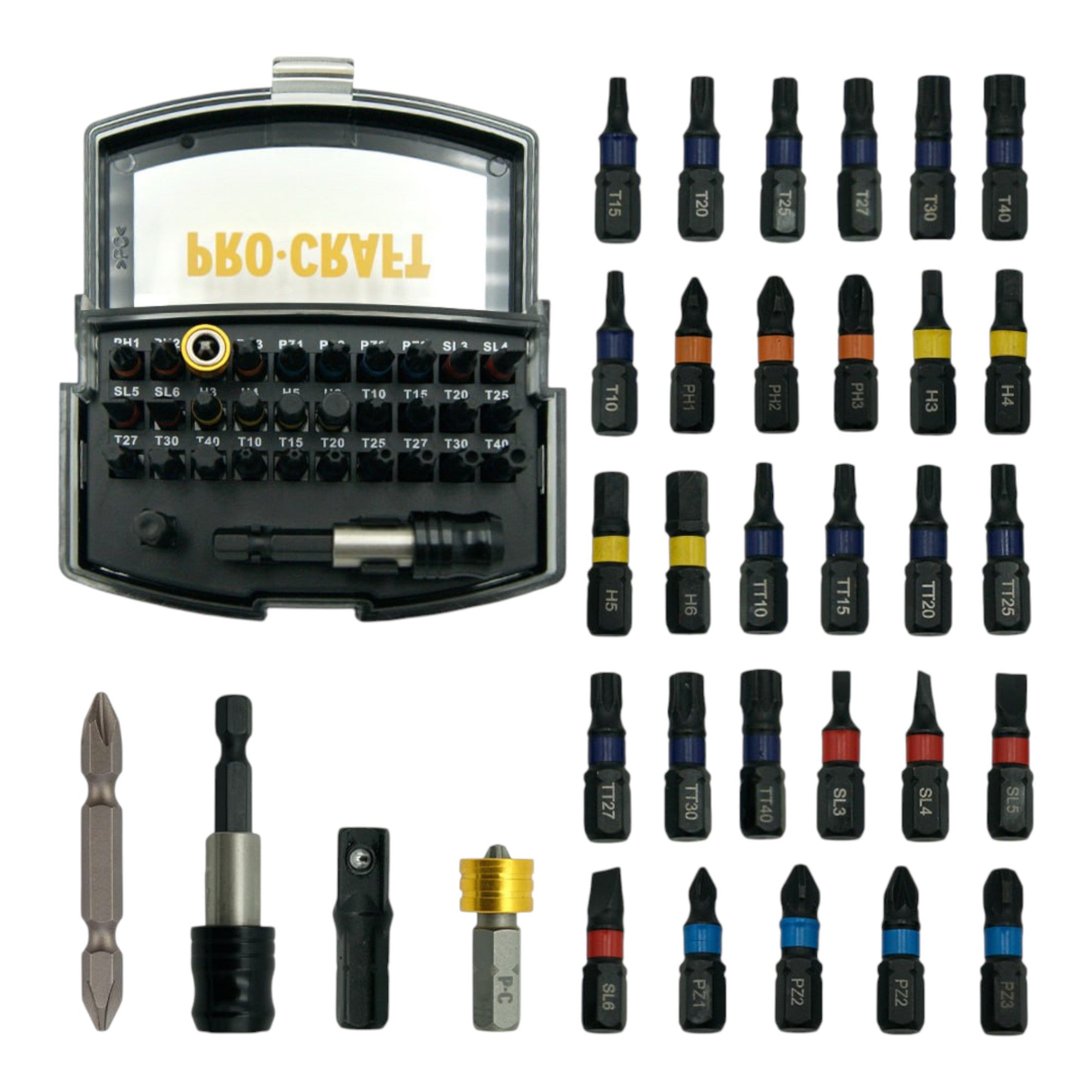 Procraft PA18PRO DFR 1B C Akku Bohrschrauber 20 V 30 Nm Brushless 1x Akku 2 0 Ah Ladegeraet 32 tlg Bit Set Koffer 3 - toolbrothers