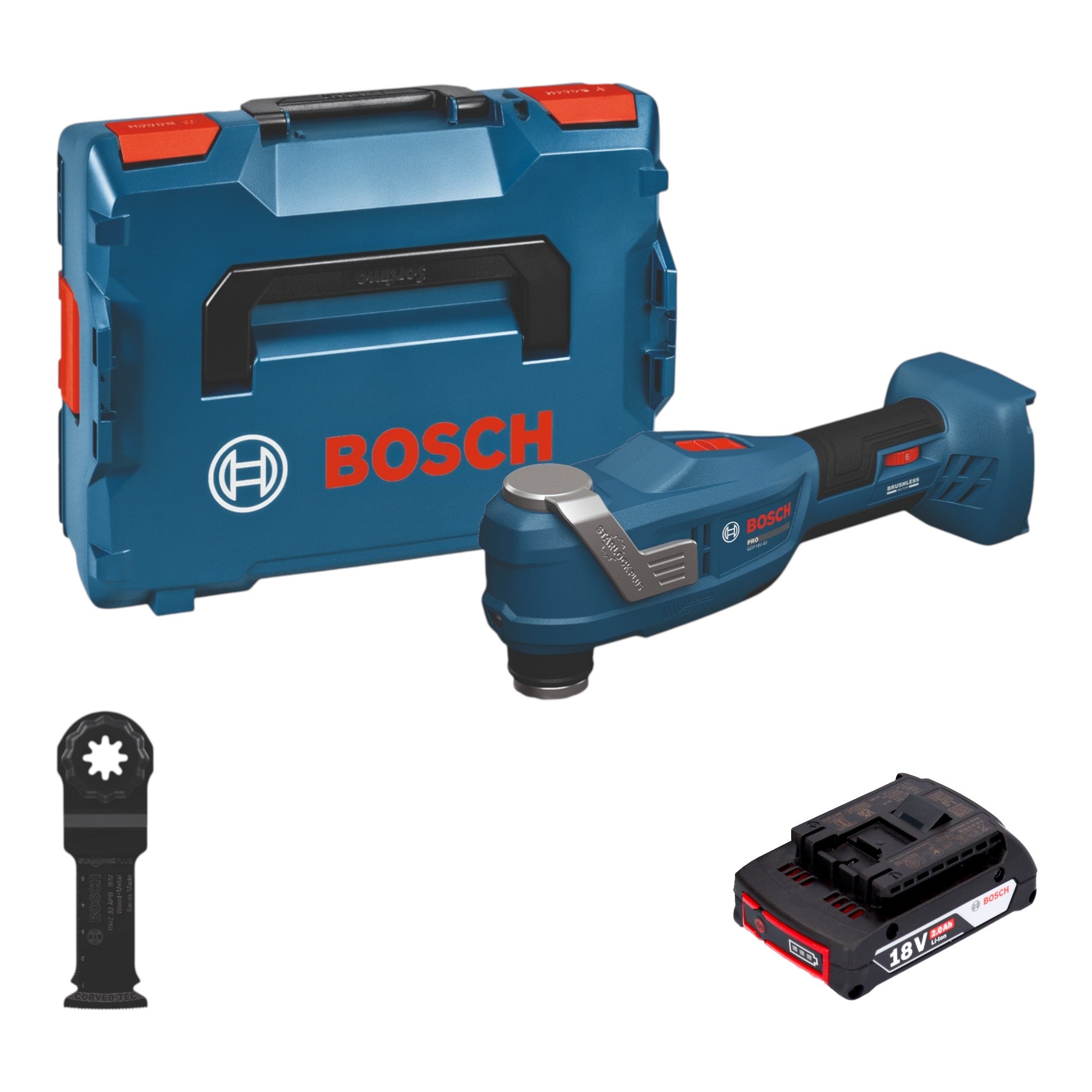 Bosch GOP 18V 30 Akku Multifunktionswerkzeug 18 V Starlock Plus Brushless 1x Akku 2 0 Ah L Boxx ohne Ladegeraet 0 - toolbrothers