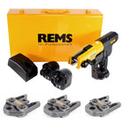 REMS Akku Press ACC 14,4 V Akku Radialpresse mit Zwangsablauf im Stahlblechkasten + 2 x 3,0 Ah Akku + Ladegerät + 3 x Pressbacken M15 M18 M22 - Toolbrothers