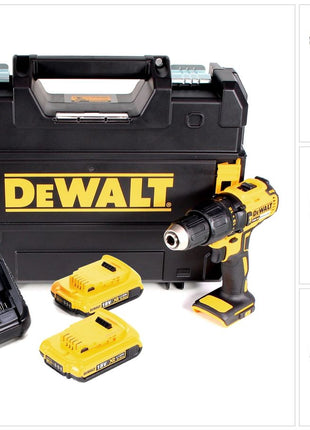 DeWalt DCD 778 D2T Akku Schlagbohrschrauber 18V 65Nm + 2x Akkus 2,0Ah + Ladegerät in TSTAK Box - Toolbrothers