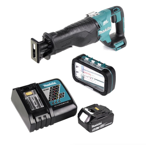 Makita DJR 187 RT Akku Reciprosäge 18 V Brushless Säbelsäge + 1x Reciprosägeblatt Sortiment ( P-81290 ) + 1x 5,0 Ah Akku + Ladegerät - Toolbrothers