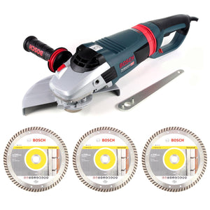 Bosch GWS 26-230 LVI Winkelschleifer 2600 W HEAVY DUTY ( 0601895F04 ) + 3x Bosch Standard for Universal Turbo Diamant Trennscheibe 230 mm ( 2608602397 )