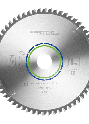 Festool Spezial Kreissägeblatt HW 216 x 30 x 2,3 mm W60 ( 491051 ) 216 mm 60 Zähne - Toolbrothers