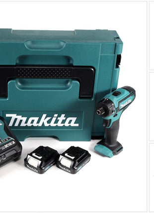 Makita DF 031 DSAJ Akku Bohrschrauber 10,8V 30Nm im Makpac + 2x 2,0 Ah Akku + Ladegerät - Toolbrothers