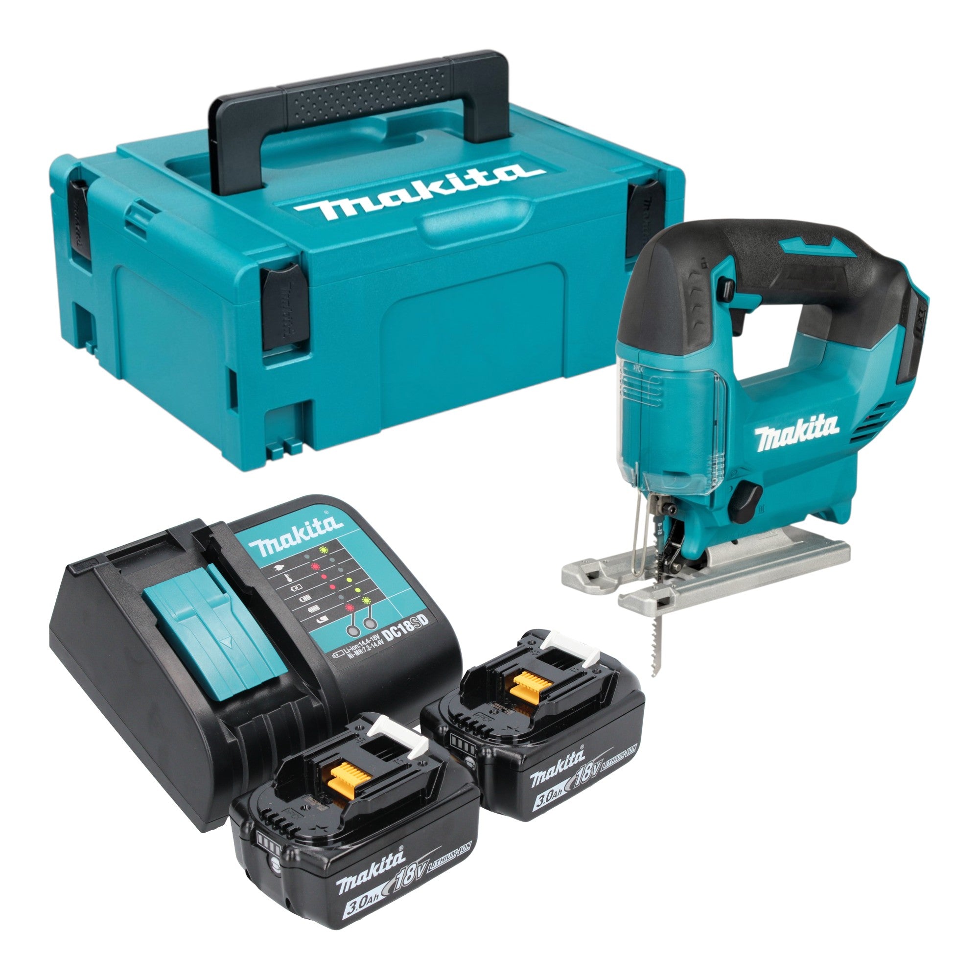 Makita DJV 186 SFJ Akku Pendelhubstichsaege 18 V 2x Akku 3 0 Ah Ladegeraet Makpac 0 - toolbrothers