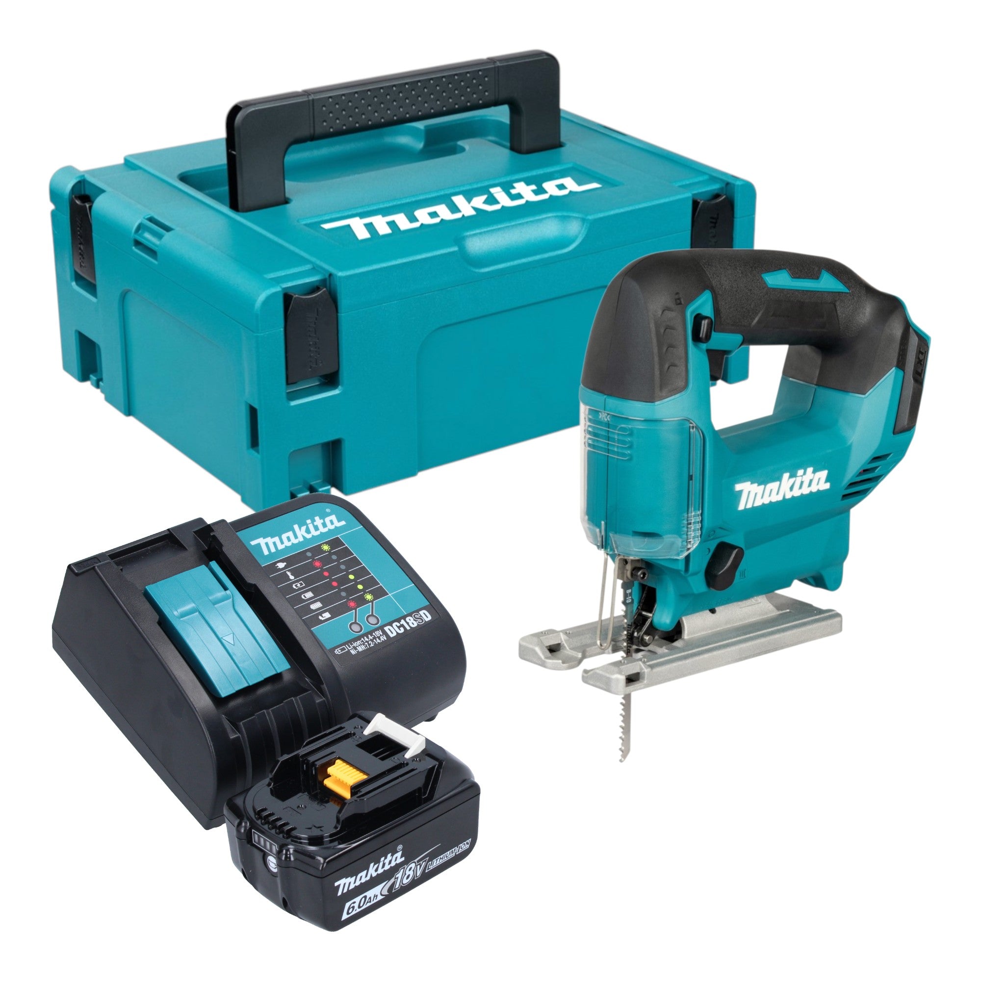 Makita DJV 186 SG1J Akku Pendelhubstichsaege 18 V 1x Akku 6 0 Ah Ladegeraet Makpac 0 - toolbrothers