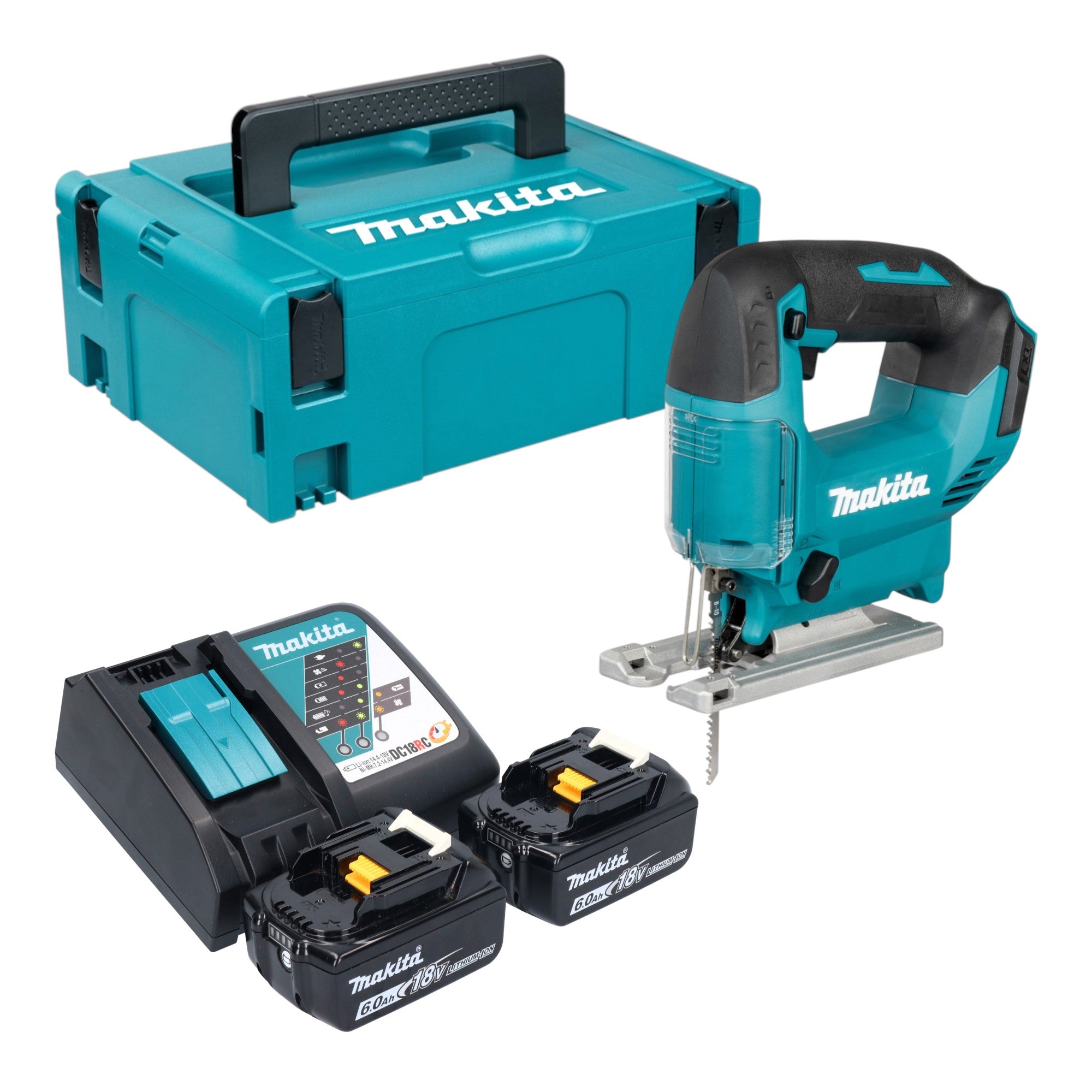 Makita DJV 186 RGJ Akku Pendelhubstichsaege 18 V 2x Akku 6 0 Ah Ladegeraet Makpac 0 - toolbrothers