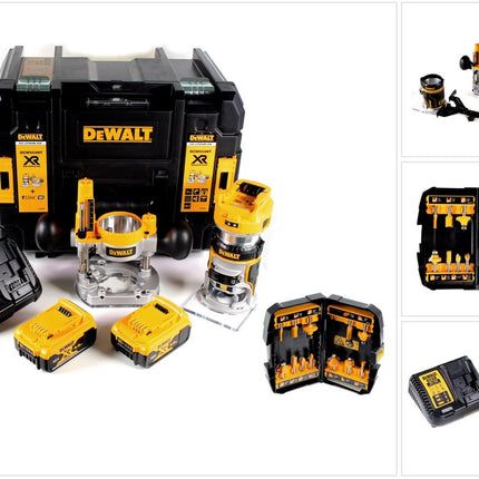 DeWalt DCW 604 P2 Akku Kombifräse 18V 55mm + 2x Akkus 5,0 Ah + 1x Schnelladegerät + Fräser Set 12 tlg in TSTAK - Toolbrothers