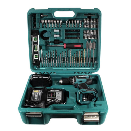 Makita DHP 485 SFTK Akku Schlagbohrschrauber 18 V 50Nm Brushless + 3,0 Ah Akku + Ladegerät + 101 tlg. Werkzeugset im Koffer - Toolbrothers