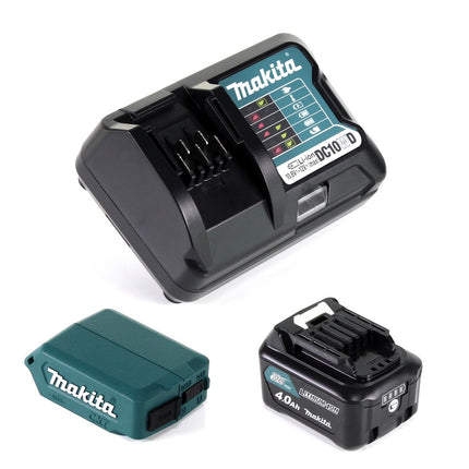 Makita DEAADP08 WM1 USB Adapter für 10,8V-12V Akkus + 4,0 Ah Akku ( 197406-2 ) + Lader ( 197343-0 ) - Toolbrothers