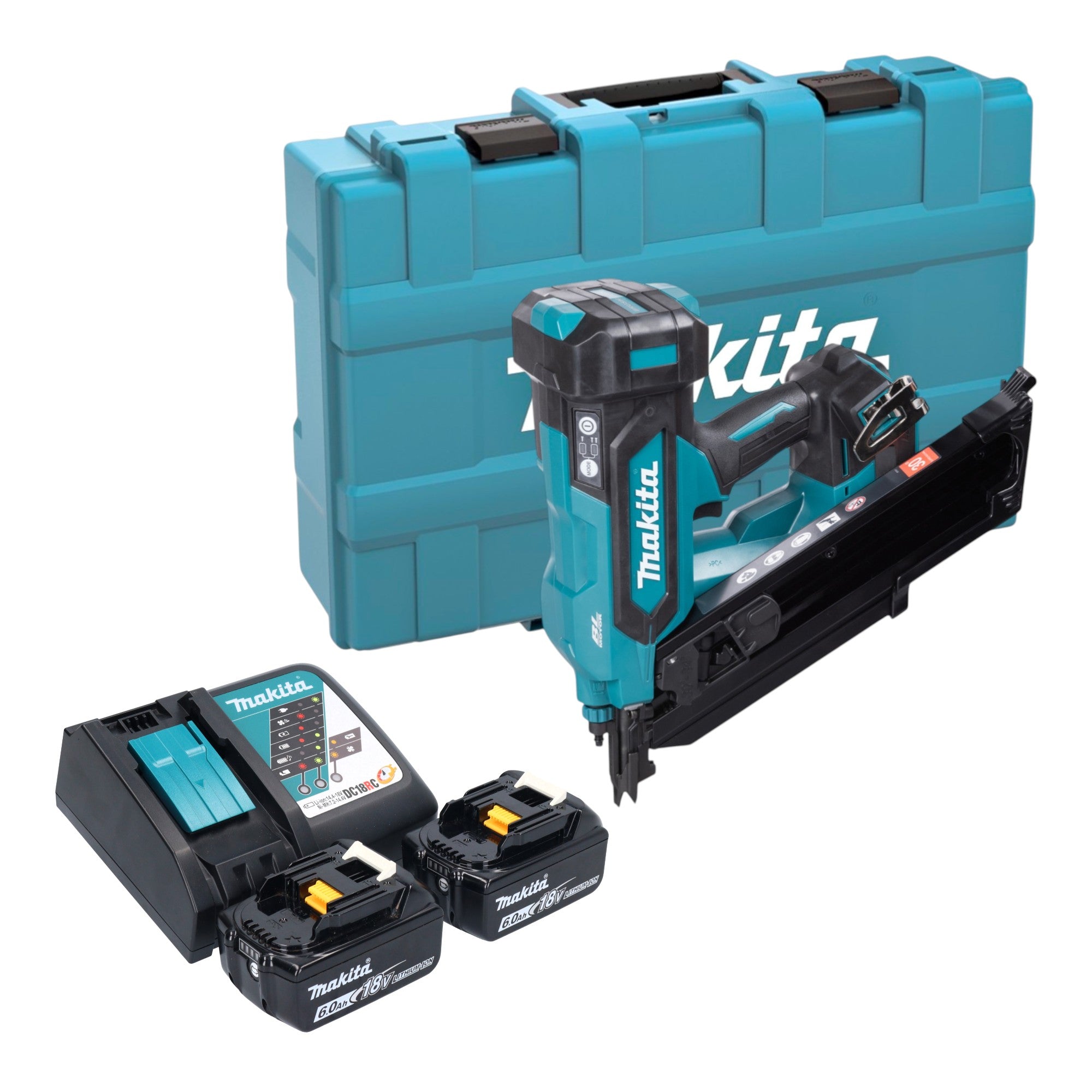 Makita DBN 900 RGK Akku Streifennagler 18 V 50 90 mm Brushless 2x Akku 6 0 Ah Ladegeraet Koffer 0 - toolbrothers