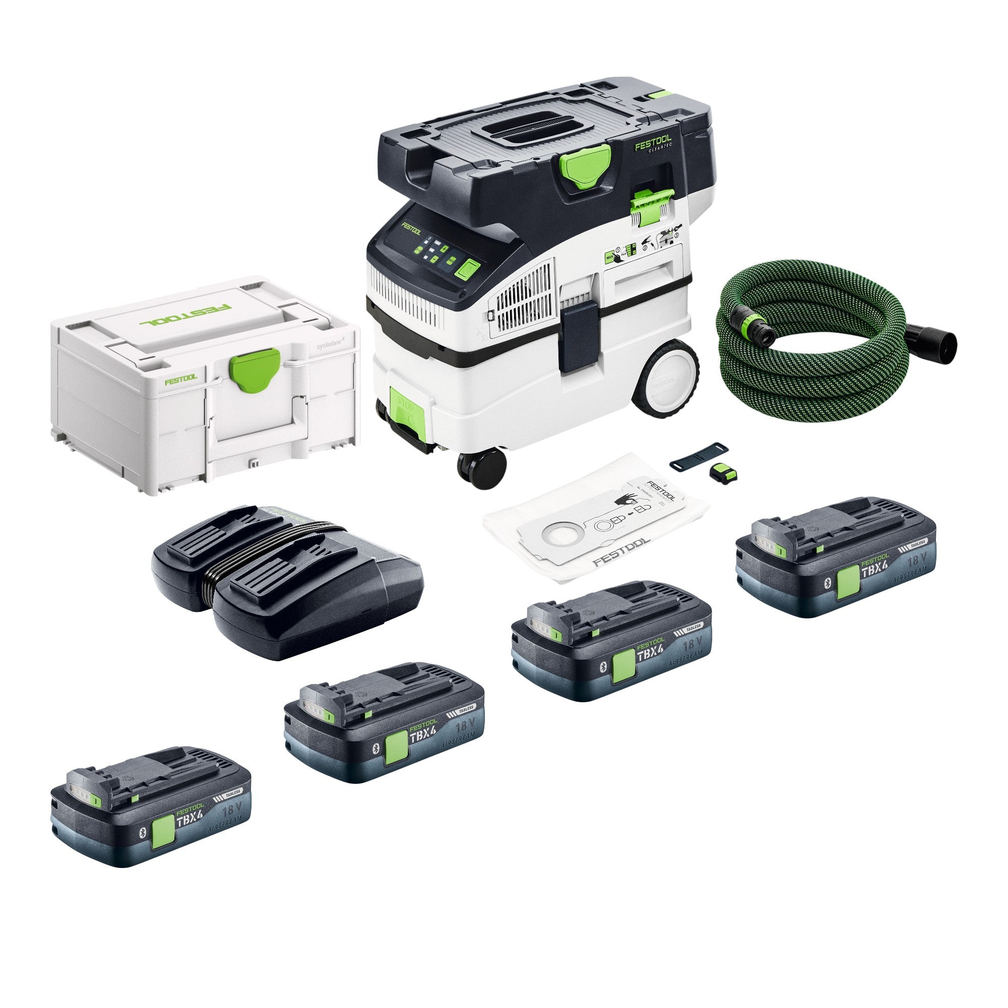Festool CTMC MIDI I Basic Akku Absaugmobil 36 V 2x 18 V Staubklasse M 4x Akku 4 0 Ah Doppelladegeraet Systainer 0 - toolbrothers