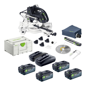 Festool KAPEX KSC 60 EB-Basic Akku Kapp Zugsäge 18 V / 36 V 216 mm Brushless + 4x Akku 8,0 Ah + Doppelladegerät + Systainer
