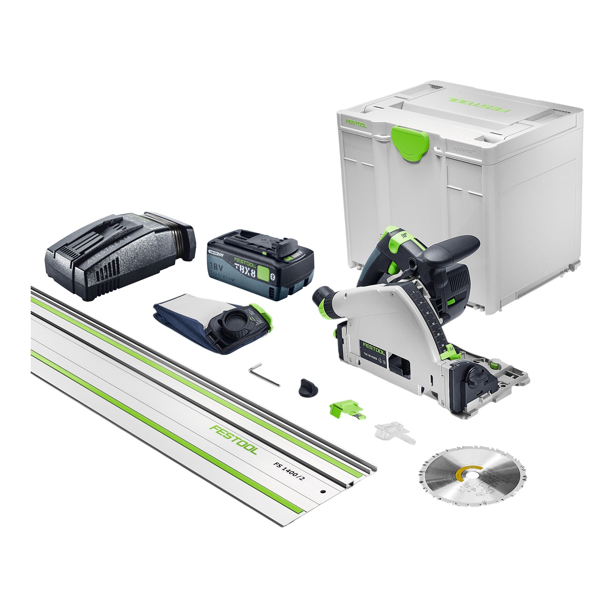 Festool TSC 55 KSEB Basic FS Akku Tauchsaege 18 V 160 mm Brushless 1x Akku 8 0 Ah Schnellladegeraet Fuehrungsschiene Systainer 0 - toolbrothers