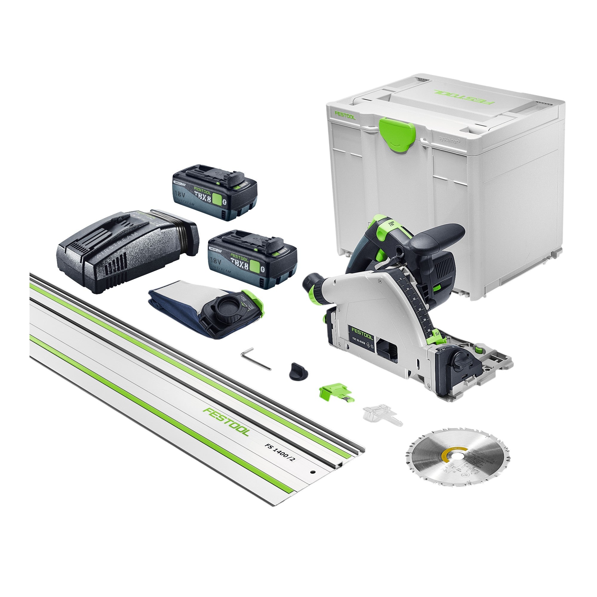 Festool TSC 55 KSEB Basic FS Akku Tauchsaege 18 V 160 mm Brushless 2x Akku 8 0 Ah Schnellladegeraet Fuehrungsschiene Systainer 0 - toolbrothers