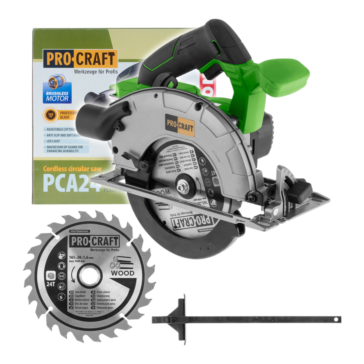 Procraft PCA24bb Akku Handkreissäge 20 V 165 mm Brushless Solo - ohne Akku, ohne Ladegerät