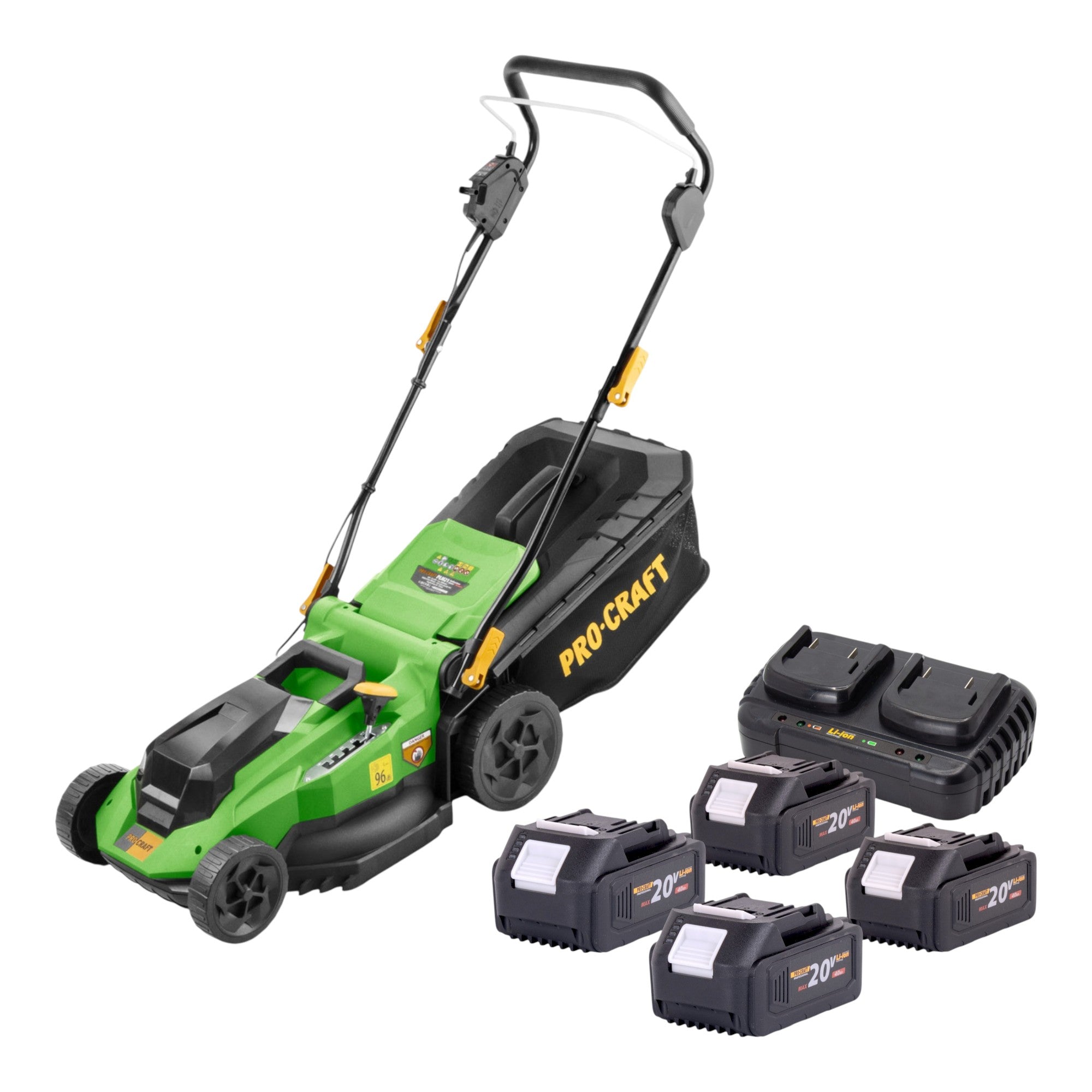 Procraft PLM21bb Akku Rasenmaeher 40 V 2x 20 V 380 mm Brushless 4x Akku 4 0 Ah Ladegeraet 0 - toolbrothers