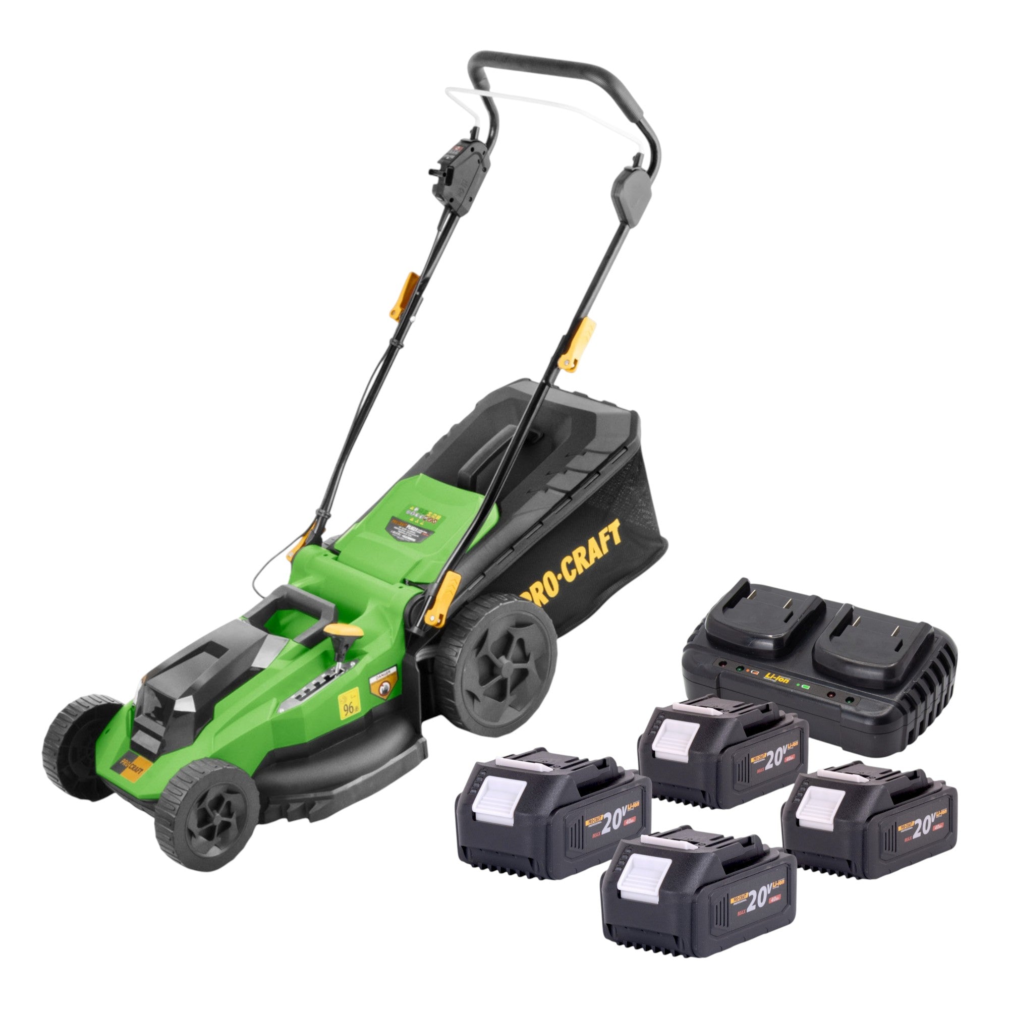 Procraft PLM23bb Akku Rasenmaeher 40 V 2x 20 V 430 mm Brushless 4x Akku 4 0 Ah Ladegeraet 0 - toolbrothers