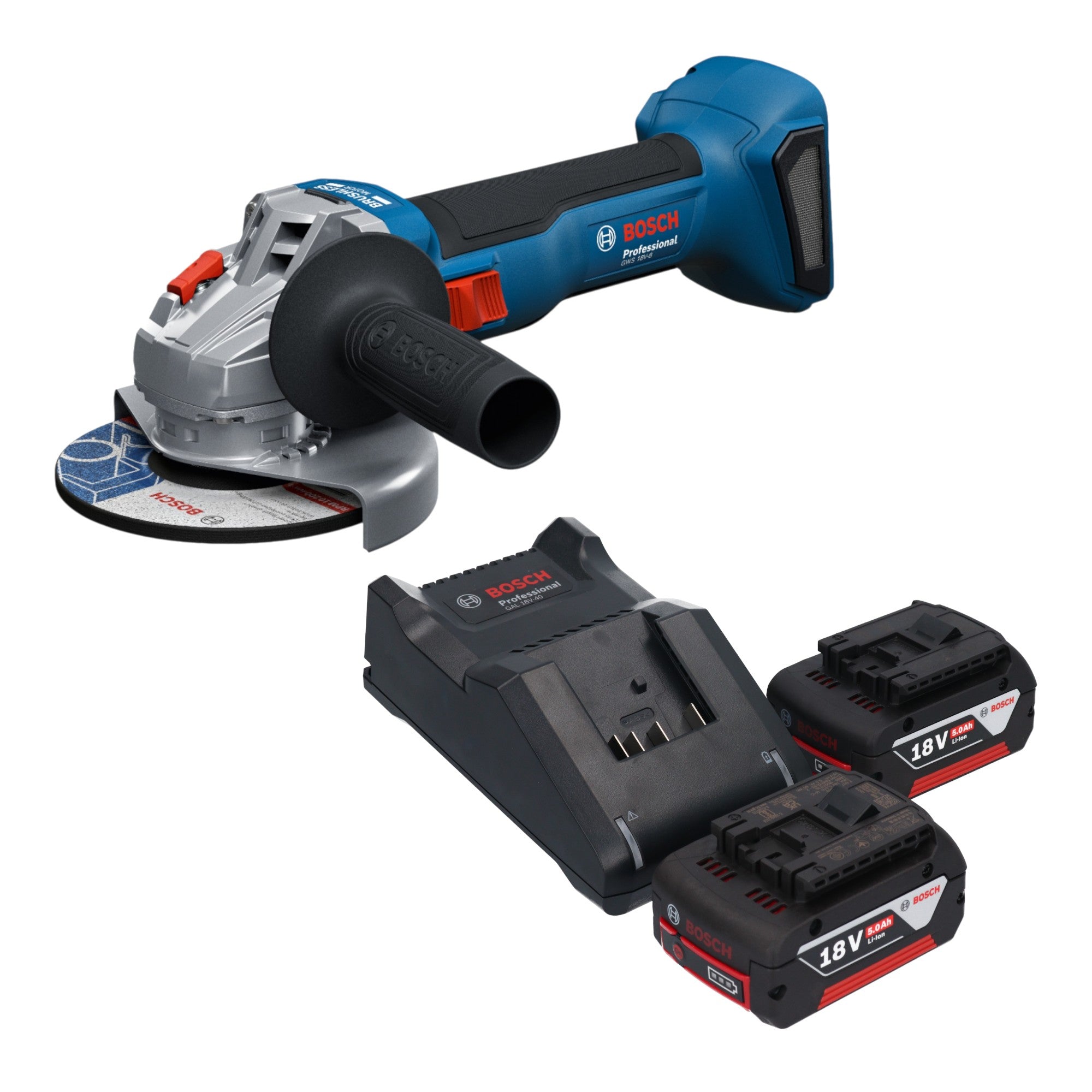 Bosch GWS 18V 8 Professional Akku Winkelschleifer 18 V 125 mm Brushless 2x Akku 5 0 Ah Ladegeraet 0 - toolbrothers