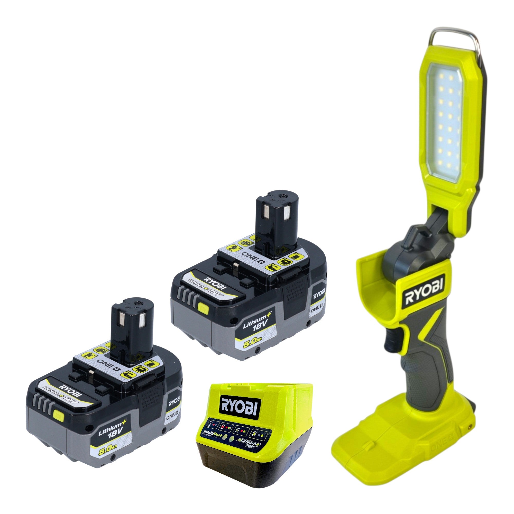 RYOBI RSL18 0 Akku Projektleuchte 18 V 800 Lumen 2x Akku 5 0 Ah Ladegeraet 0 - toolbrothers