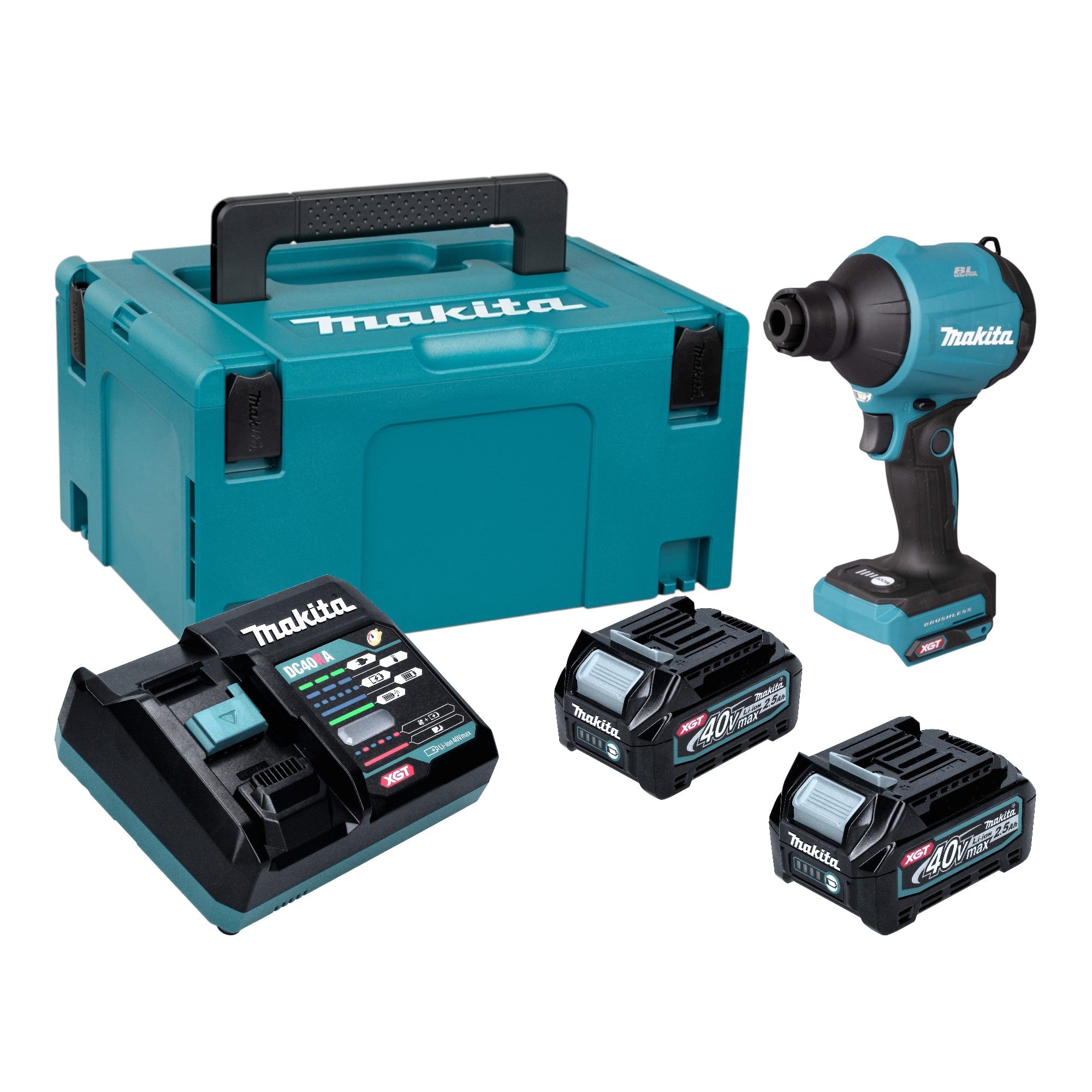 Makita AS 001 GD201 Akku Geblaese 40 V max Brushless 2x Akku 2 5 Ah Ladegeraet Makpac 0 - toolbrothers