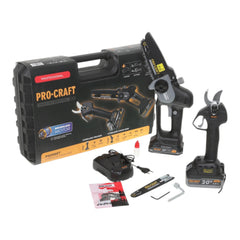 Procraft PS210SET Akku Garten Werkzeug Set CCS20 Mini Kettensaege CP20 Gartenschere 20 V Brushless 2x Akku 2 0 4 0 Ah Ladegeraet 0 - toolbrothers