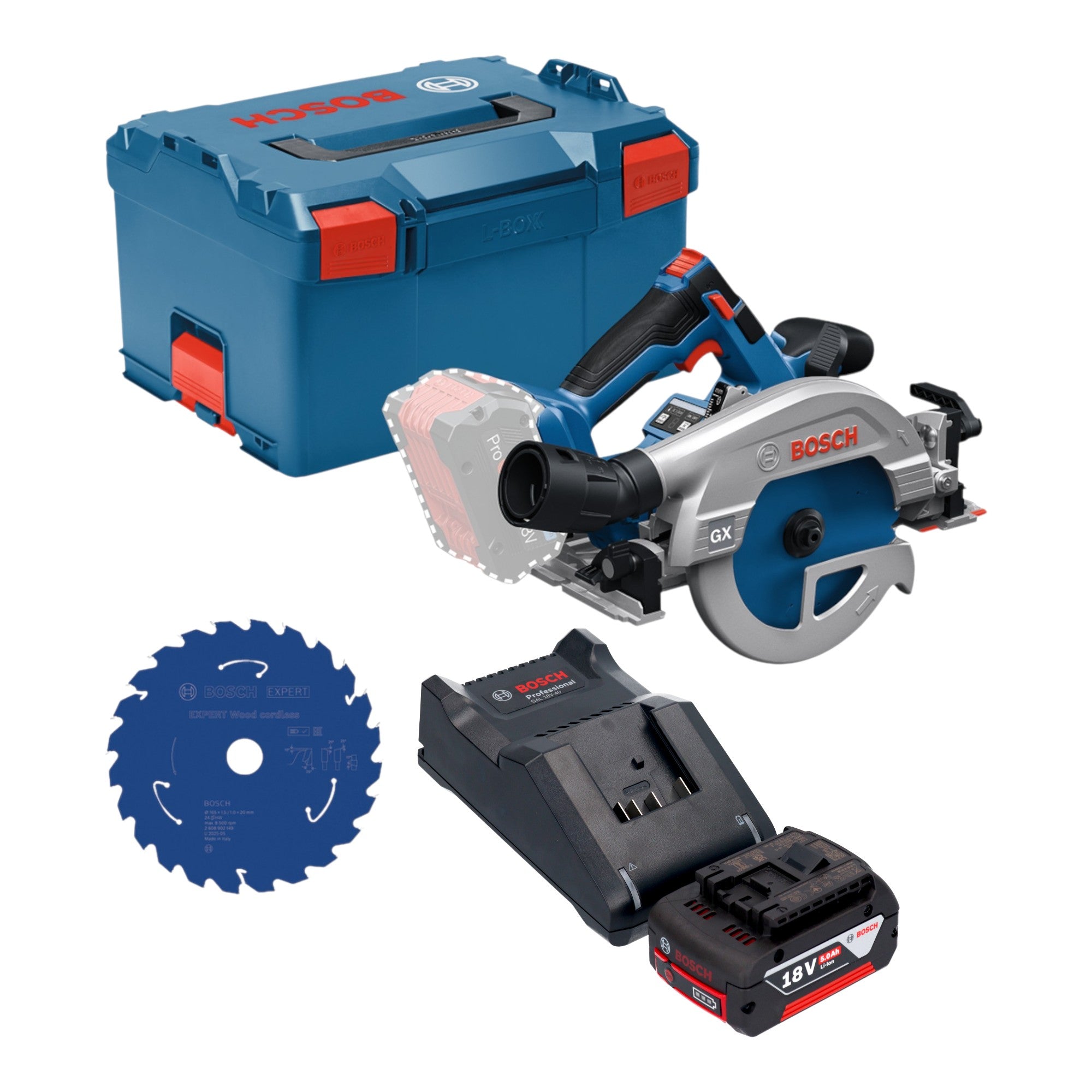 Bosch GKS 18V 57 2 GX Professional Akku Kreissaege 18 V 165 mm Brushless 1x Akku 5 0 Ah Ladegeraet L Boxx 0 - toolbrothers