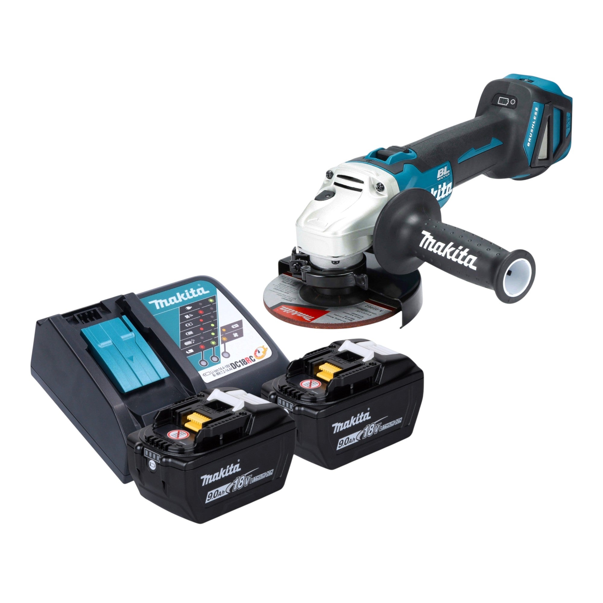 Makita DGA 511 Z Akku Winkelschleifer 18 V 125 mm Brushless 2x Akku 9 0 Ah Ladegeraet 0 - toolbrothers