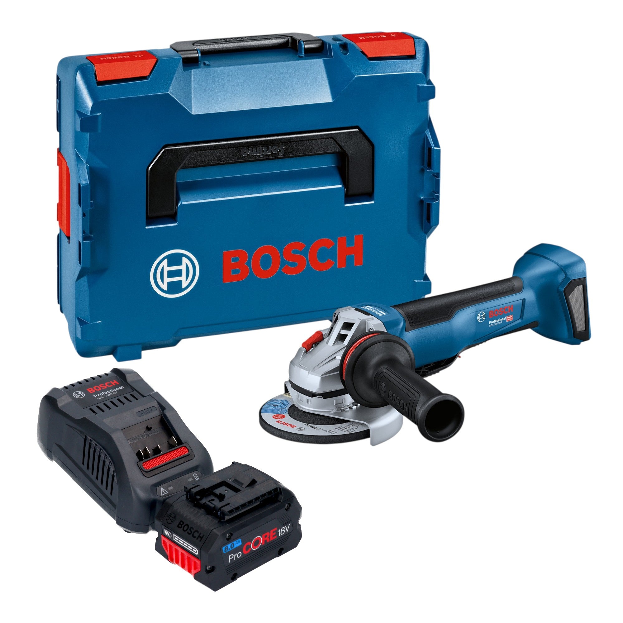 Bosch GWS 18V 10 P Professional Akku Winkelschleifer 18 V 125 mm Brushless 1x ProCORE Akku 8 0 Ah Ladegeraet L Boxx 0 - toolbrothers