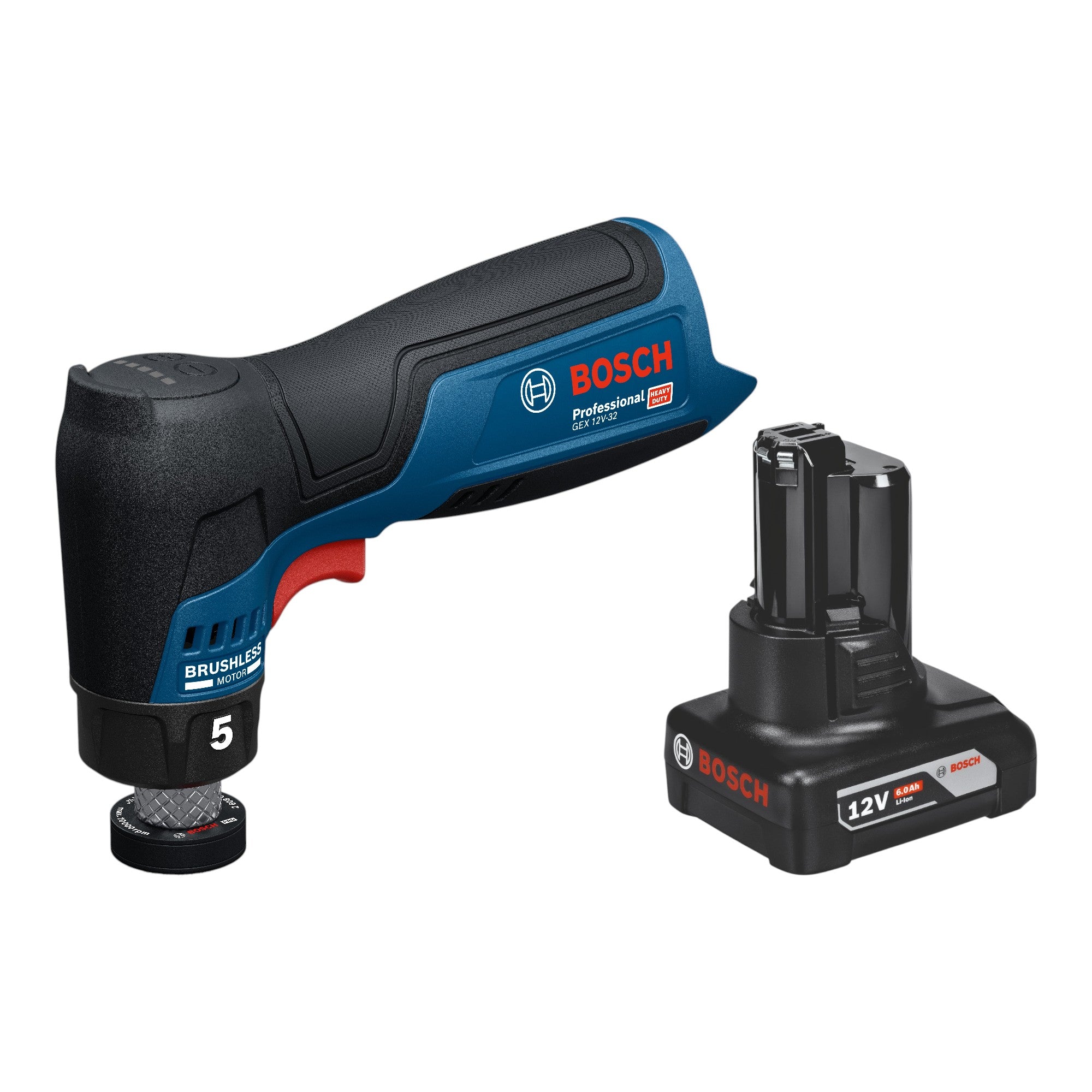 Bosch GEX 12V 32 Akku Exzenterschleifer 12 V 32 mm Brushless 1x Akku 6 0 Ah ohne Ladegeraet 0 - toolbrothers