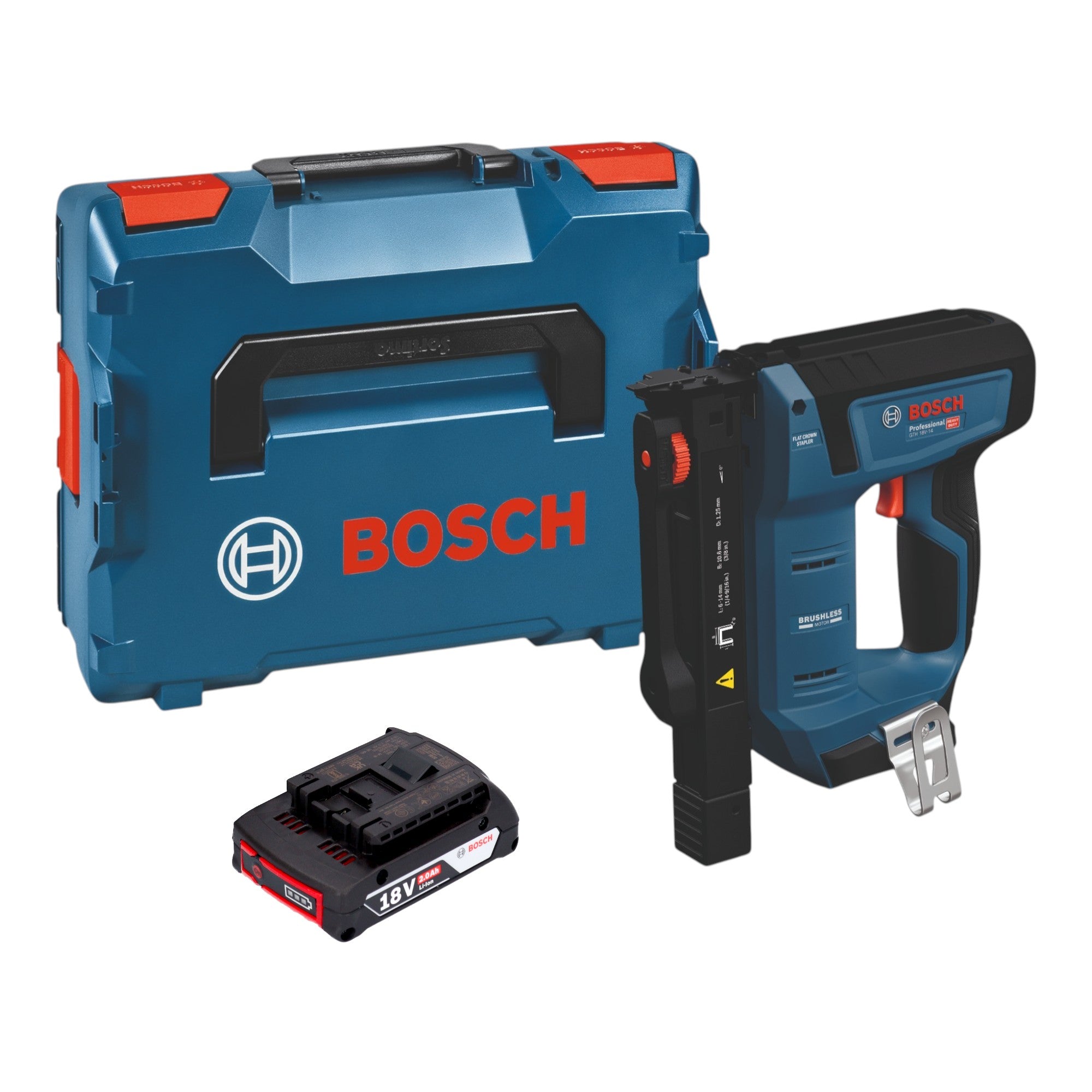 Bosch GTH 18V 14 Akku Holzklammerer 18 V 10 6 x 6 14 mm Brushless 1x Akku 2 0 Ah L Boxx ohne Ladegeraet 0 - toolbrothers