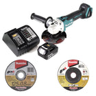 Makita DGA 504 ST1 Akku Winkelschleifer 18V 125mm Brushless + 1x Akku 5,0Ah + Ladegerät + 21x Schruppscheibe + 5x Trennscheibe - Toolbrothers