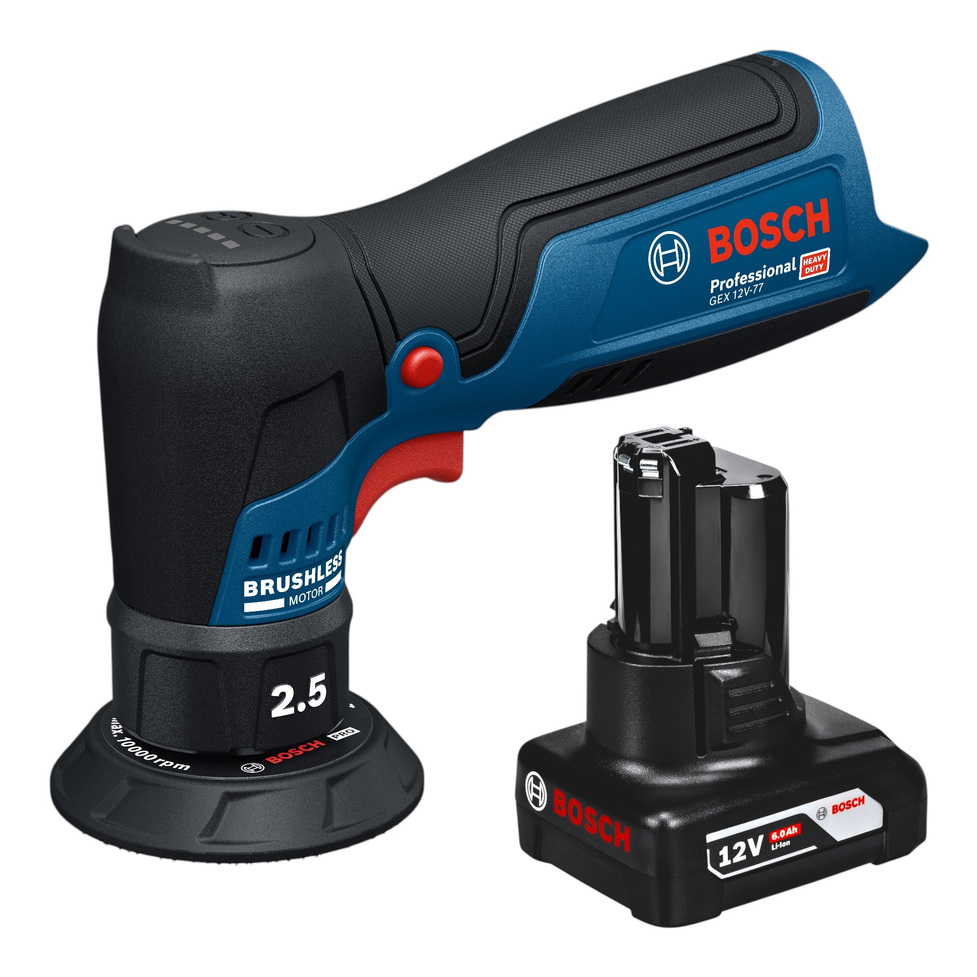 Bosch GEX 12V 77 Akku Exzenterschleifer 12 V 77 mm Brushless 1x Akku 6 0 Ah ohne Ladegeraet 0 - toolbrothers
