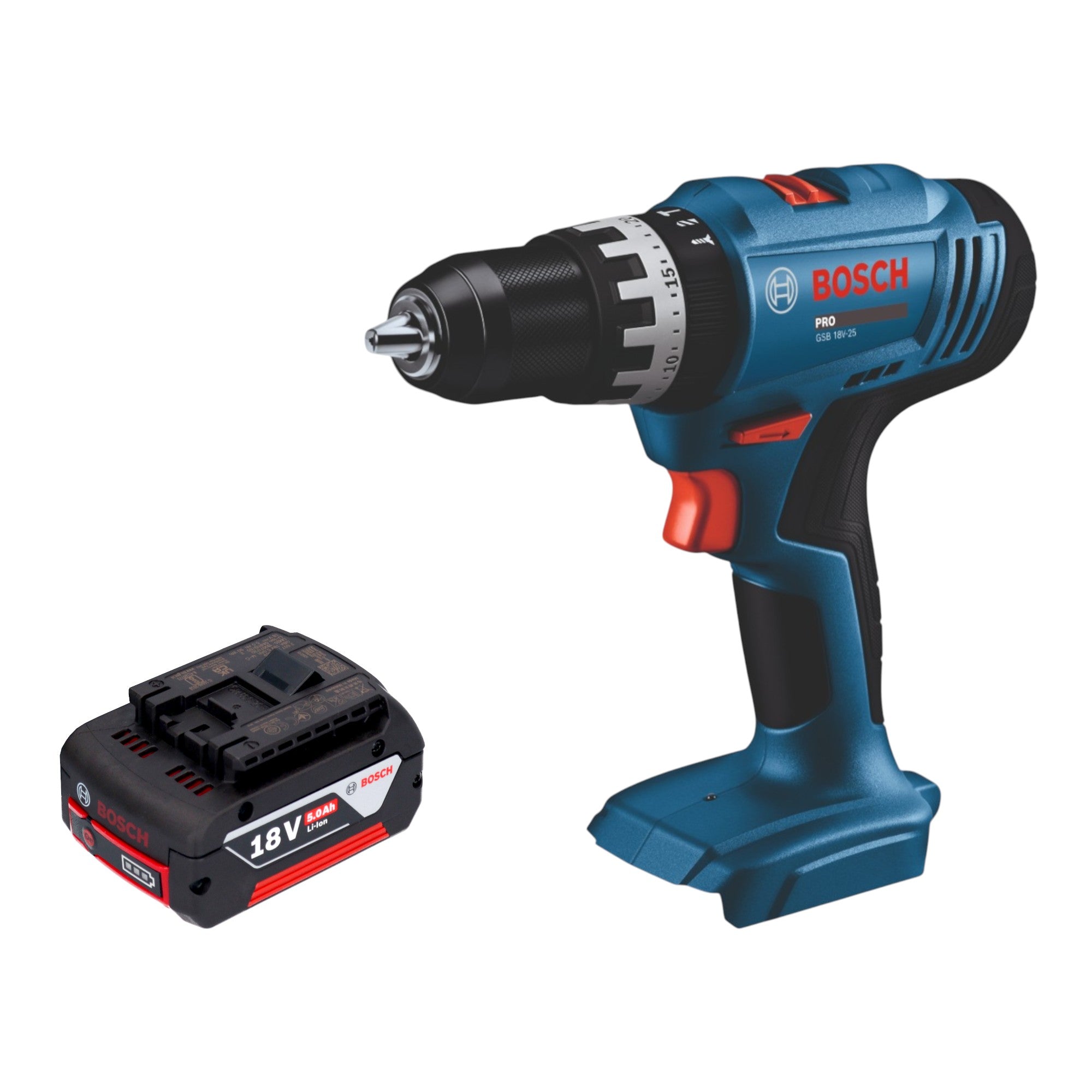Bosch GSB 18V 25 Professional Akku Schlagbohrschrauber 18 V 56 Nm 1x Akku 5 0 Ah ohne Ladegeraet 0 - toolbrothers