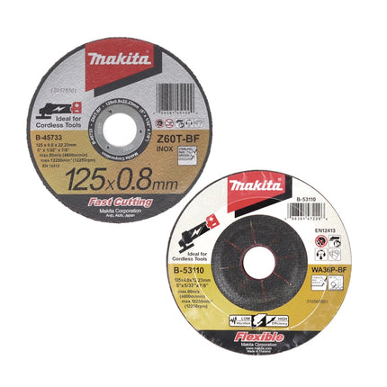 Makita DGA 517 ST1 Akku Winkelschleifer 18 V 125 mm Brushless + 1x Akku 5,0 Ah + Ladegerät + 26x Scheibe - Toolbrothers