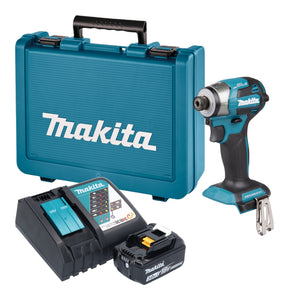 Makita DTD 173 RF1E Akku Schlagschrauber 18 V 180 Nm 1/4" Brushless + 1x Akku 3,0 Ah + Ladegerät + Koffer