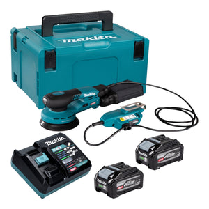 Makita BO 001 CGU201 Akku Exzenterschleifer 40 V max. 125 mm 5,0 mm Hub Brushless + 2x Akku 4,0 Ah + Ladegerät + Makpac