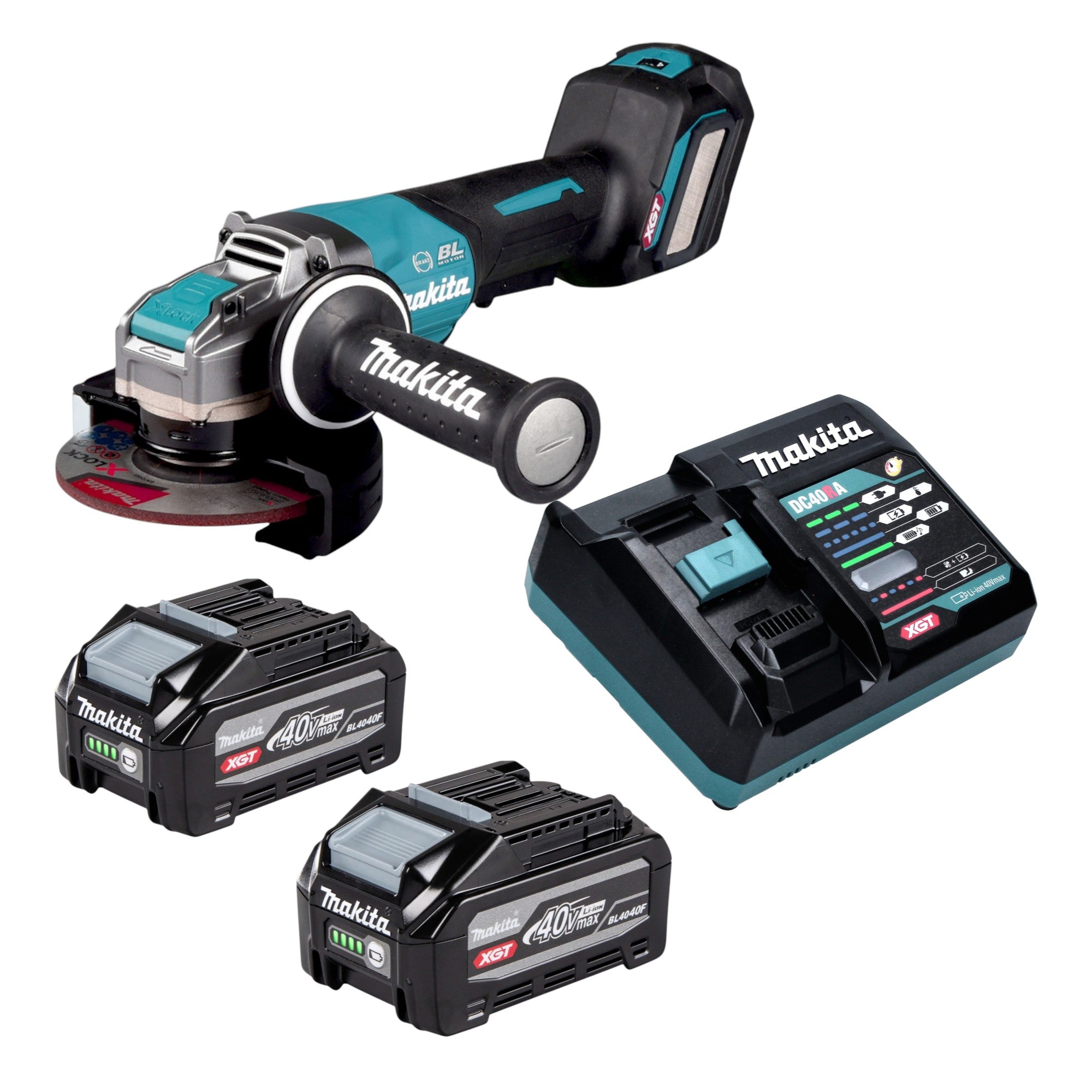 Makita GA 044 GU201 Akku Winkelschleifer 40 V max 125 mm X LOCK Brushless 2x Akku 4 0 Ah Ladegeraet 0 - toolbrothers