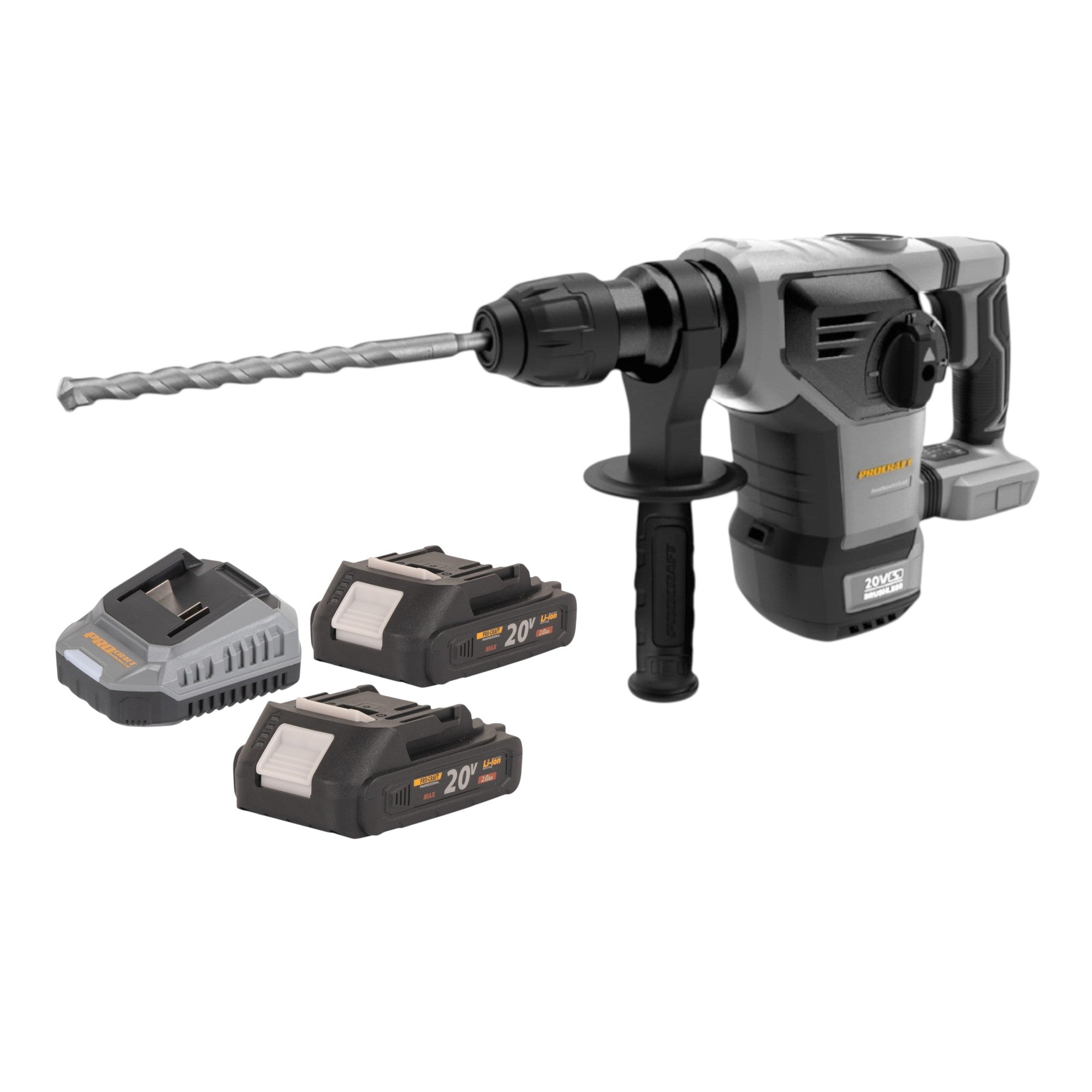 Procraft Industrial HD20B BB C Akku Kombihammer 20 V 5 J SDS plus Brushless 2x Akku 2 0 Ah Ladegeraet Koffer 0 - toolbrothers