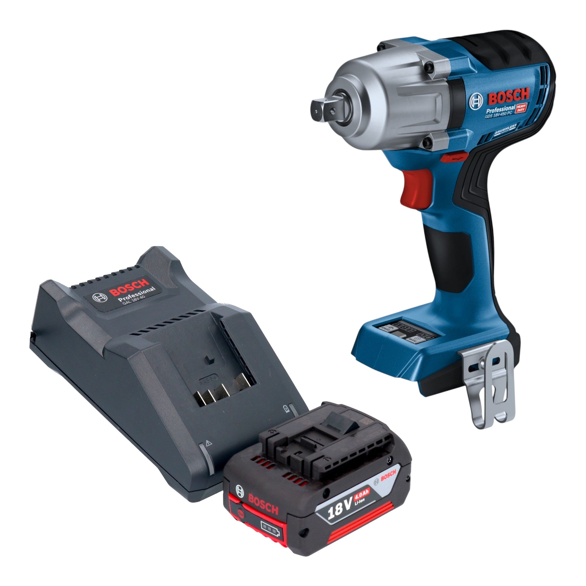 Bosch GDS 18V 450 PC Professional Akku Schlagschrauber 18 V 450 Nm 1 2 Brushless 1x Akku 4 0 Ah Ladegeraet 0 - toolbrothers