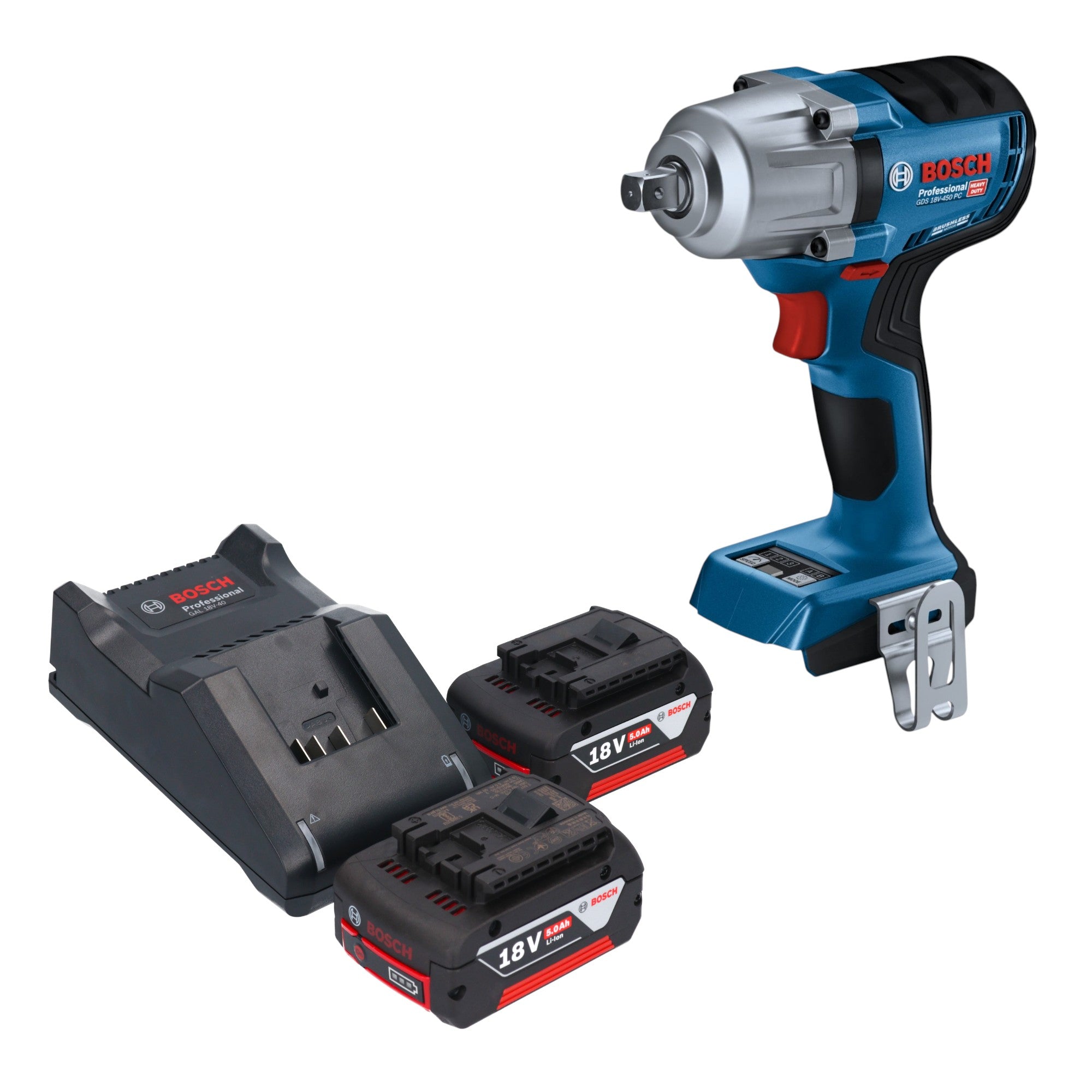 Bosch GDS 18V 450 PC Professional Akku Schlagschrauber 18 V 450 Nm 1 2 Brushless 2x Akku 5 0 Ah Ladegeraet 0 - toolbrothers