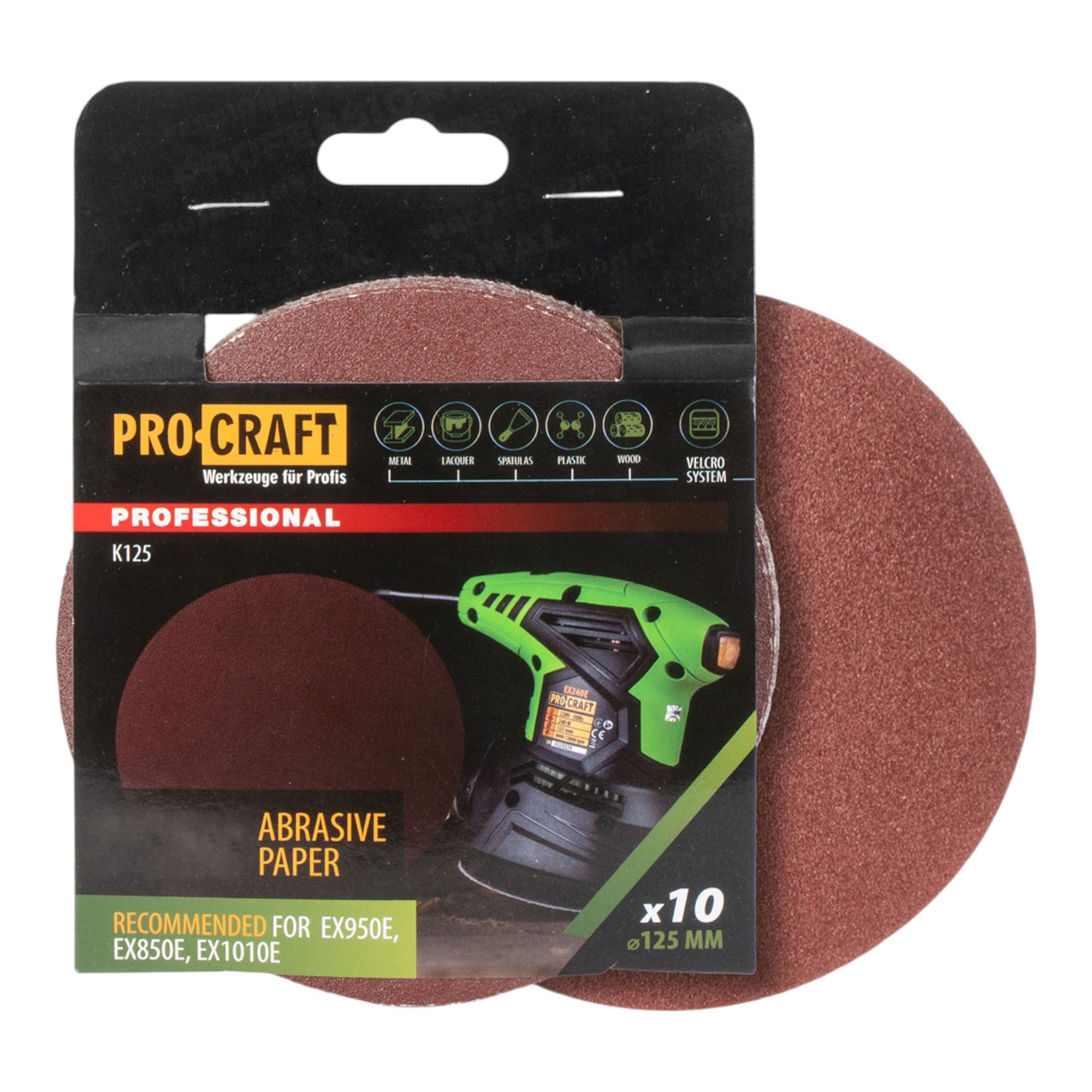 Procraft K125 120 Schleifpapier Klett 125 mm P120 10 Stk fuer Exzenterschleifer 1 - toolbrothers