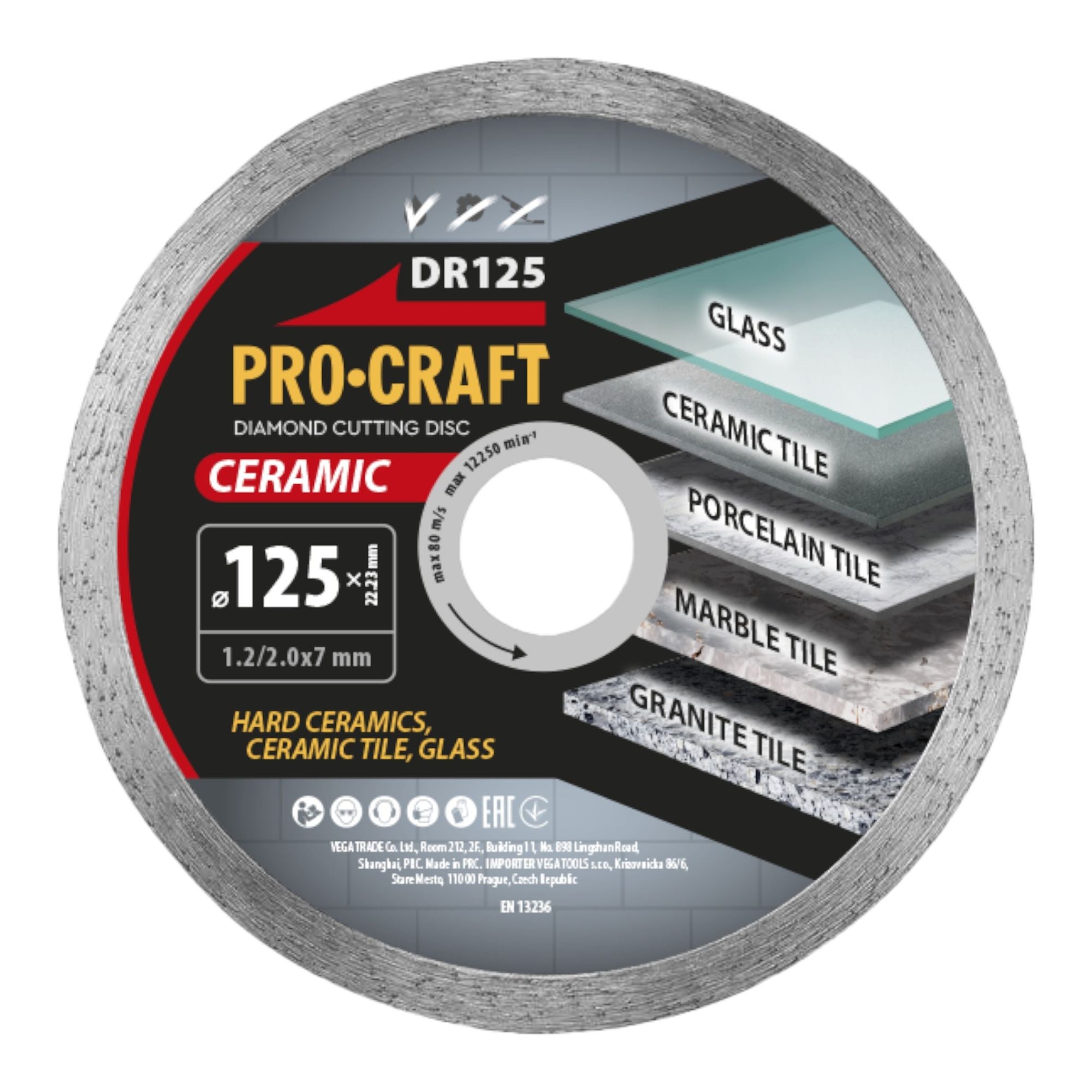 Procraft DR125 Diamanttrennscheibe Ceramic 125 x 22 23 mm 0 - toolbrothers