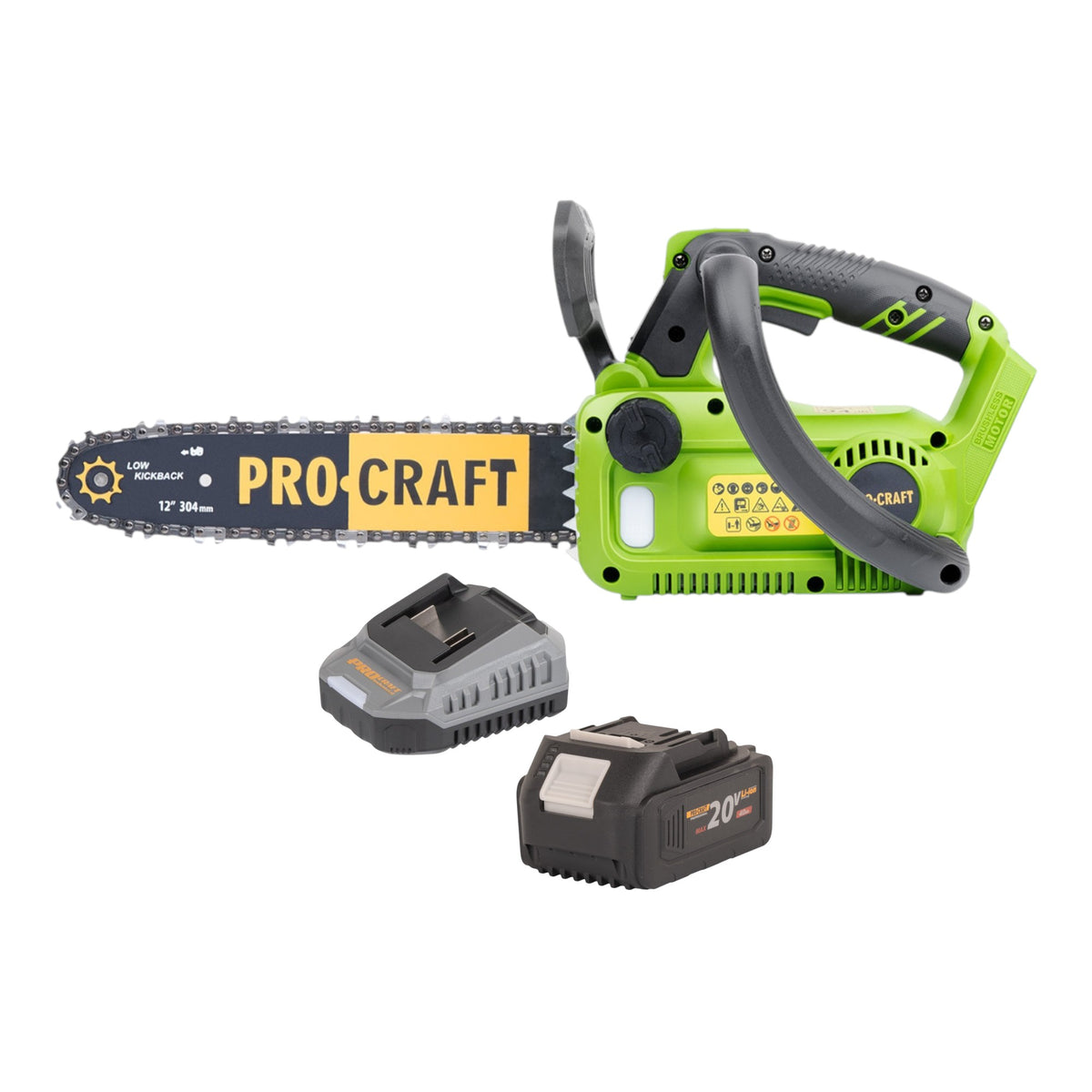 Procraft PKA42Libb Akku Kettensäge 20 V 304 mm Brushless + 1x Akku 4,0 Ah + Ladegerät