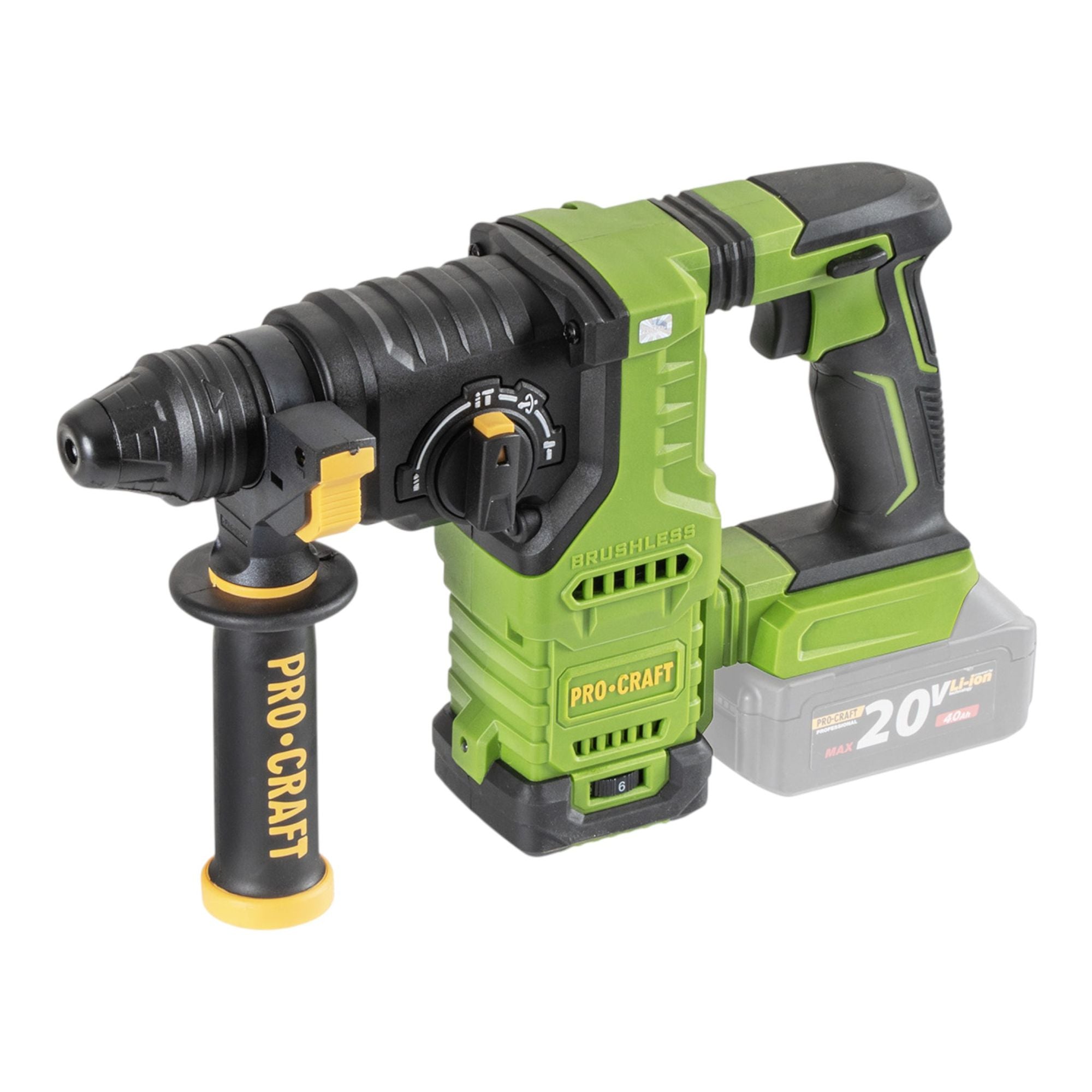 Procraft PHA30bb Akku Bohrhammer 20 V 2 8 J SDS plus Brushless 2x Akku 4 0 Ah Ladegeraet 1 - toolbrothers