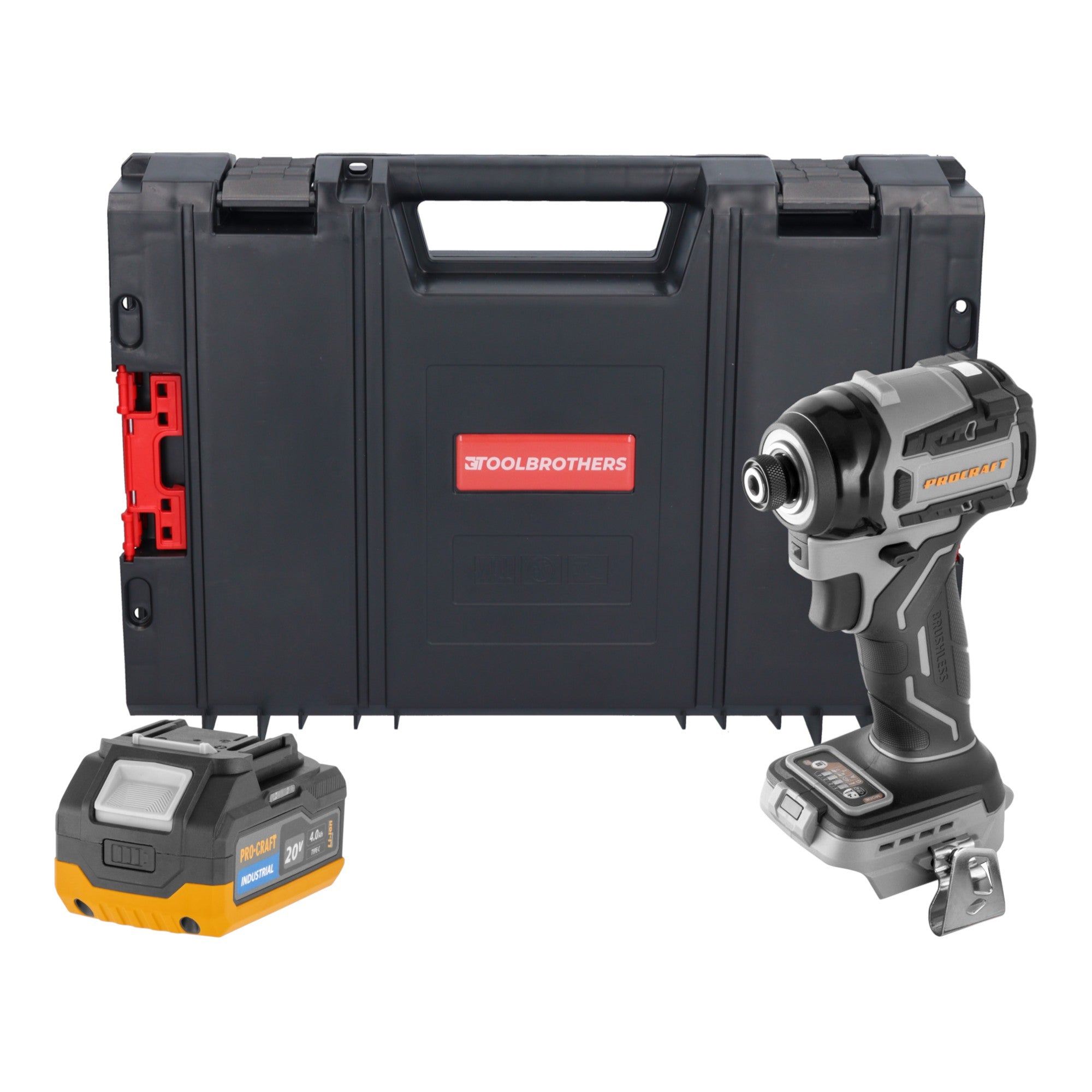 Procraft Industrial ID20Abb Akku Schlagschrauber 20 V 180 Nm 1 4 1x Akku 4 0 Ah RHINO Toolcase ohne Ladegeraet 0 - toolbrothers